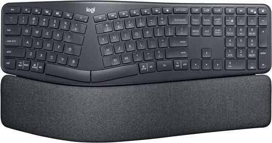 Logitech ERGO K860 Wireless Ergonomic Keyboard - Split Keyboard, Wrist Rest, Natural Typing, Stain-Resistant Fabric, Bluetooth and USB Connectivity, Compatible with Windows/Mac, Black - Retail $107