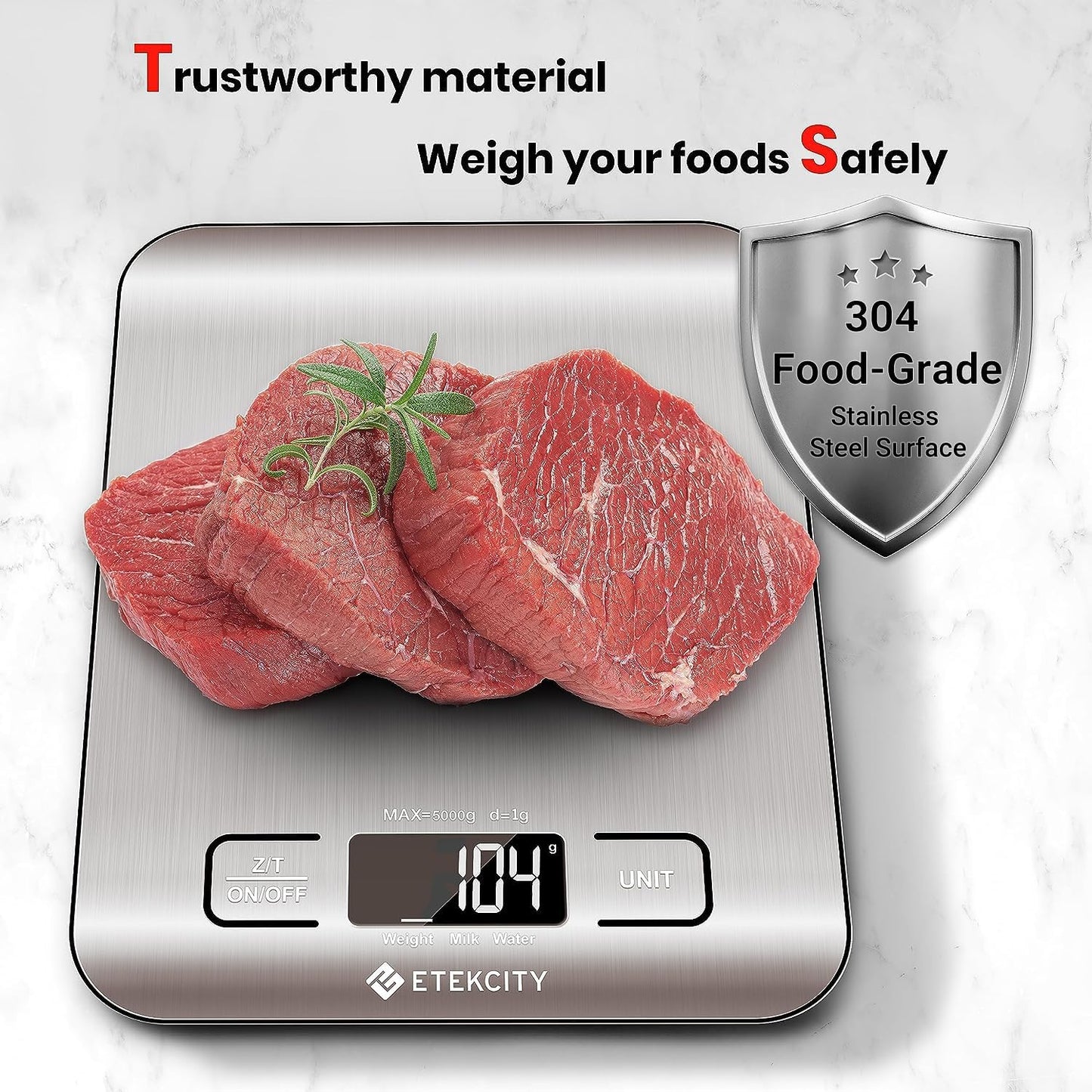 Etekcity Food Scale, Digital Kitchen Scale, 304 Stainless Steel, Weight in Grams and Ounces for Baking, Cooking, and Meal Prep, LCD Display, Medium - Retail $13
