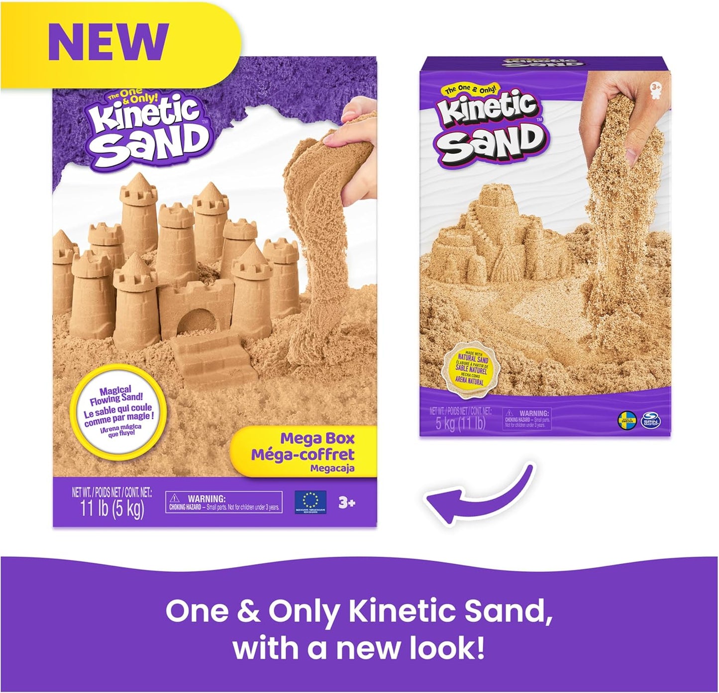 Kinetic Sand, 11lb (5kg) Natural Brown Play Sand, Mega Box for Arts and Crafts, Sandbox (Packaging May Vary), Moldable Sensory Toys for Ages 3 and up