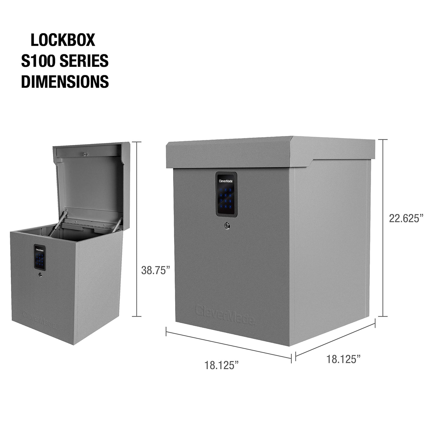 NEW - CleverMade Parcel LockBox S100 Series: Secure Package Delivery Box with Reinforced Steel Construction, Digital Lock & Ground Anchoring System For Online Shopping Deliveries, Grey
