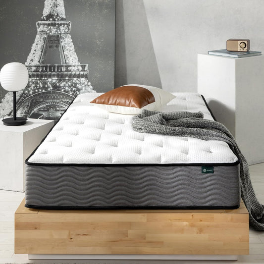 ZINUS 10 Inch True Support Hybrid Mattress [New Version], Twin, Fiberglass Free, Medium Feel, Motion Isolation, Certified Safe Foams & Fabric, Mattress in A Box - Retail $160