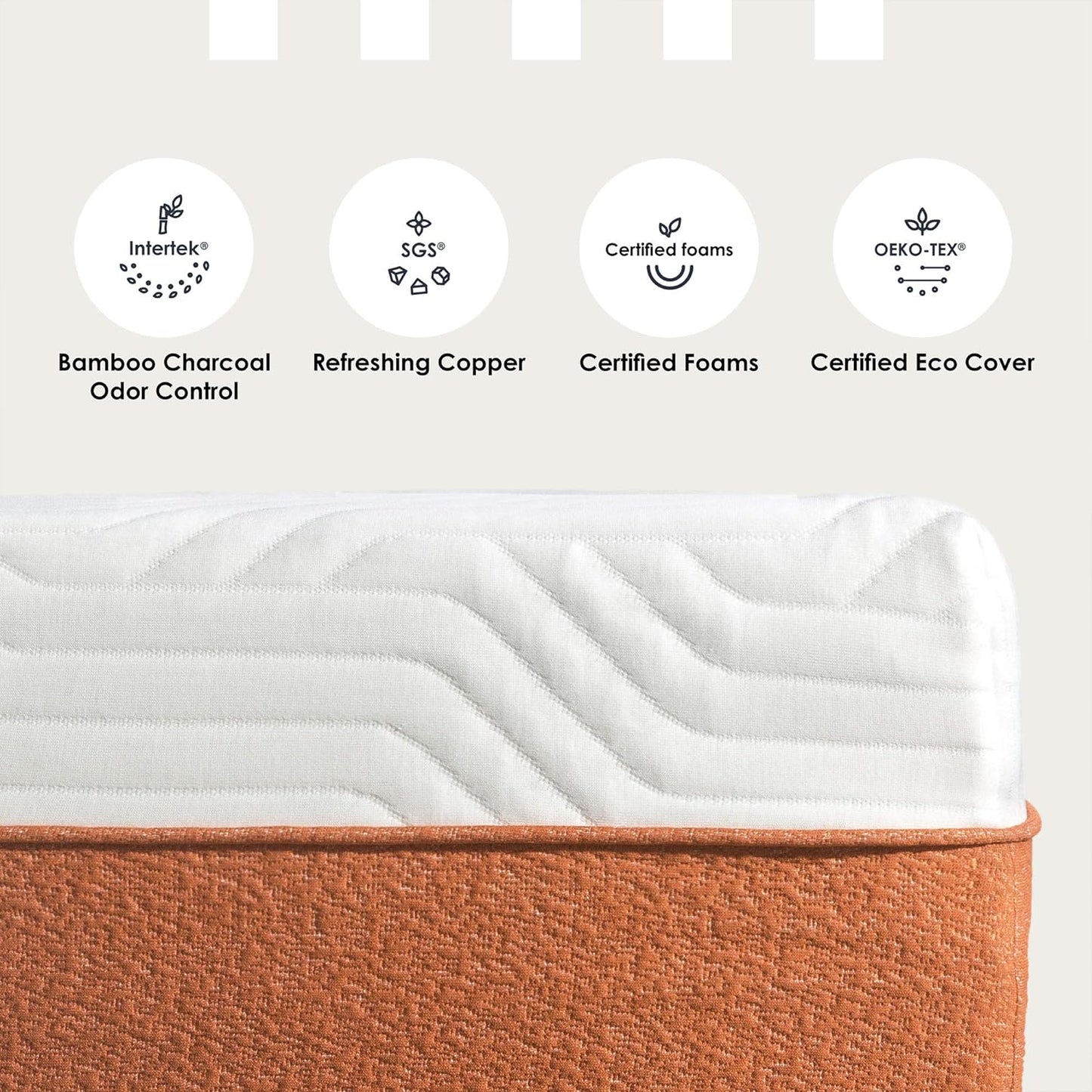 NEW - Mellow 12 Inch Lagom Hybrid Mattress Queen - Bamboo Charcoal Memory Foam and Pocket Springs, CertiPUR-US Certified Non Toxic Foams, Oeko-TEX Certified Eco Cover, Copper Infused Comfort Foam - Retail $549