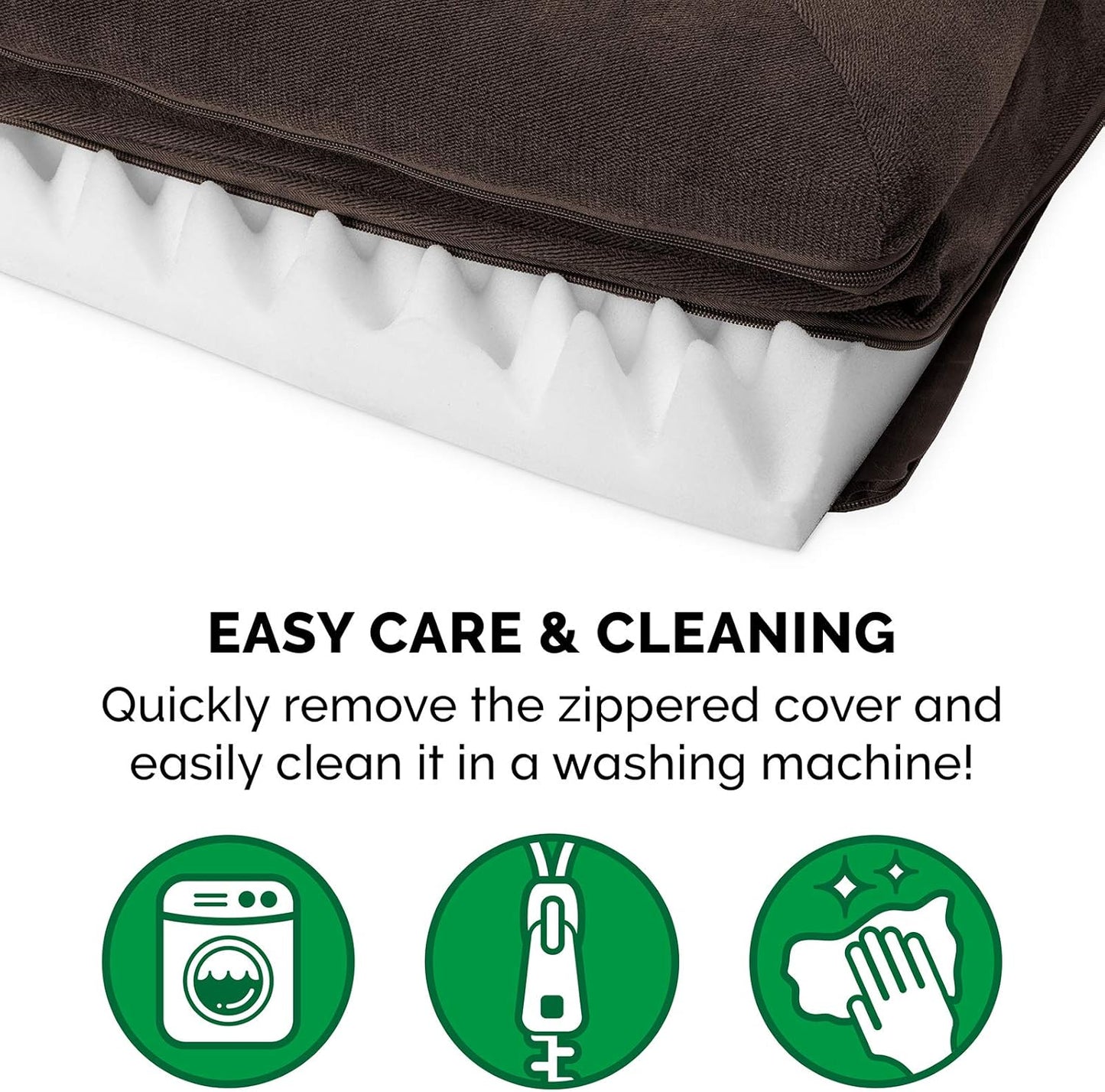 Furhaven Orthopedic Dog Bed for Large Dogs w/ Removable Bolsters & Washable Cover, For Dogs Up to 95 lbs - Sherpa & Chenille Sofa - Coffee, Jumbo/XL