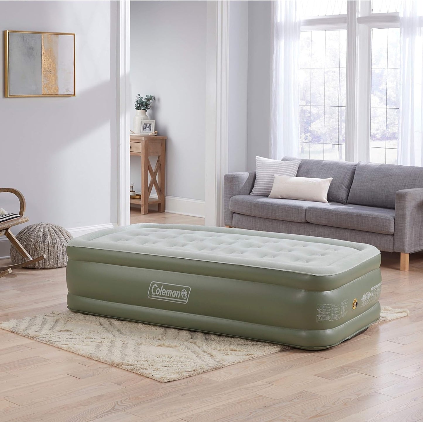 NEW - Coleman TWIN SupportRest Double-High Air Mattress for Indoor or Outdoor Use, Easily Inflatable Airbed with Plush Top & Carry Bag - Retail $58