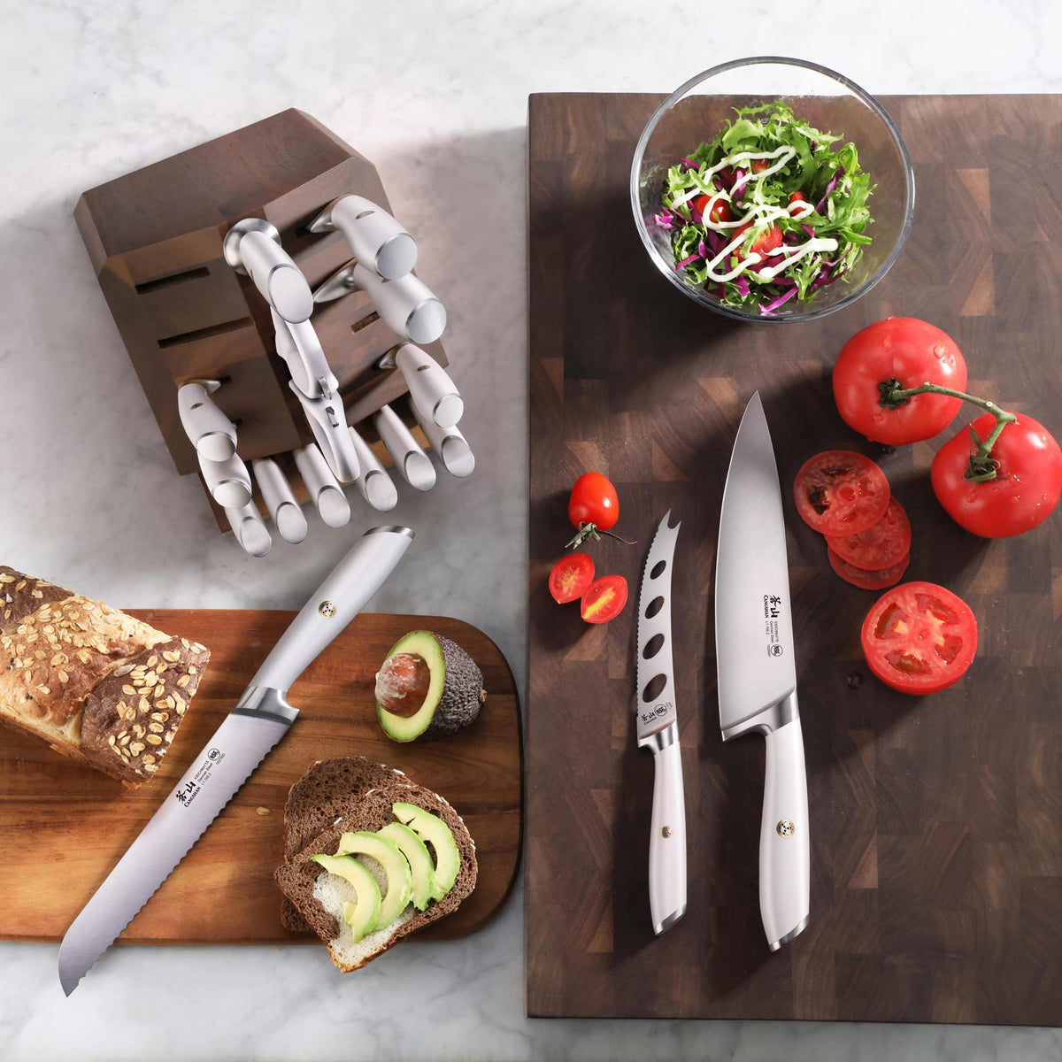 NEW - Cangshan Denali Series 17-Piece Knife Set, Forged German Steel (White)