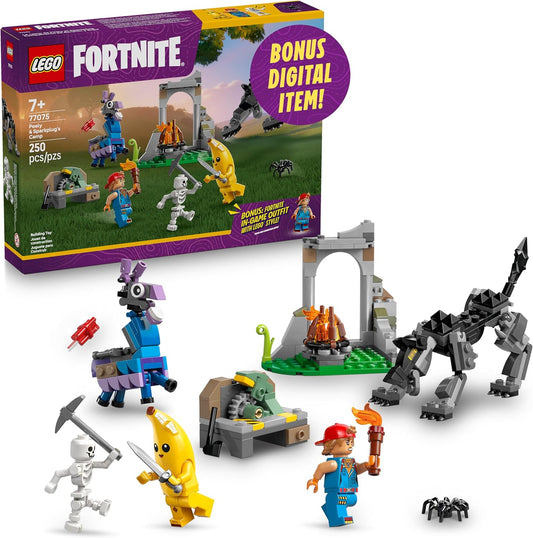 LEGO Fortnite Peely & Sparkplug’s Camp Kids Toy - Pretend Play and Video Game Building Set for Girls & Boys, Ages 7+ - Fortnight Toy Figures Peely, Sparkplug, & More - Gift Idea for Birthdays - 77075