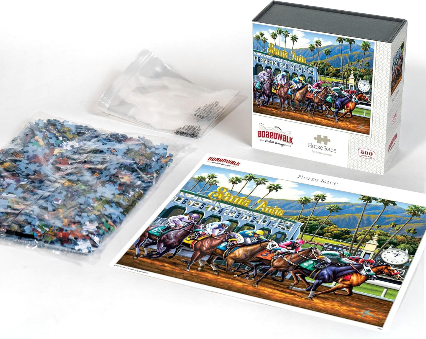 Boardwalk Puzzles Horse Race, 500 Piece Jigsaw Puzzle for Adults, Made in USA - Retail $25