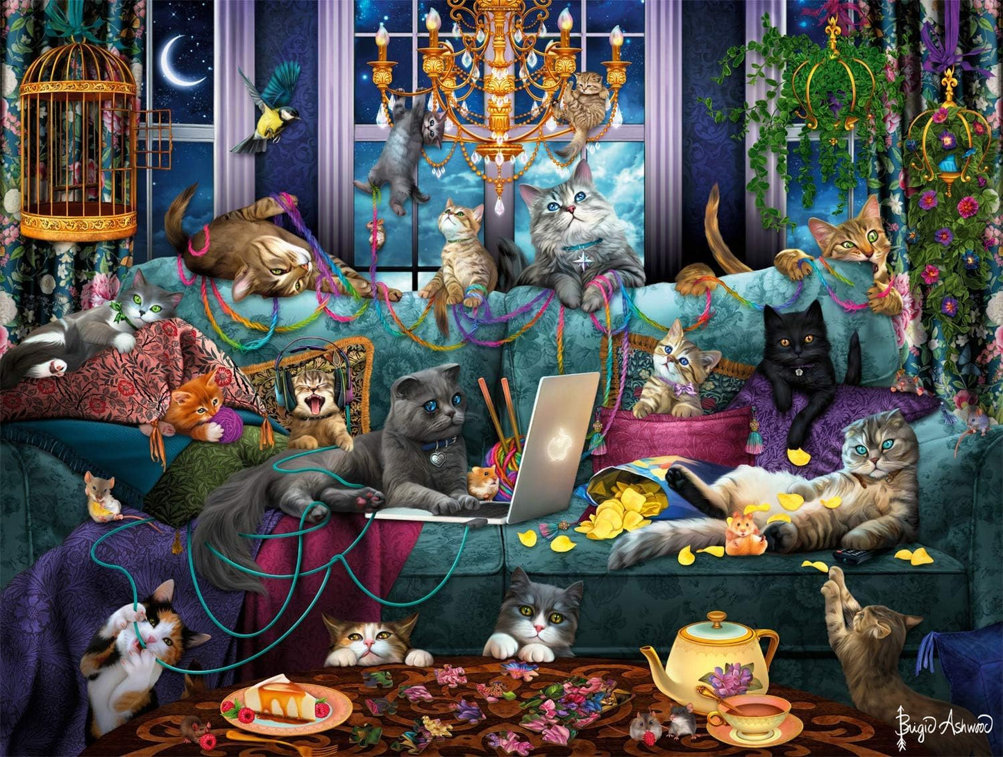Buffalo Games - Brigid Ashwood - Quarantine Cats - 750 Piece Jigsaw Puzzle For Adults -Challenging Puzzle Perfect for Game Nights - Finished Size is 24.00 x 18.00