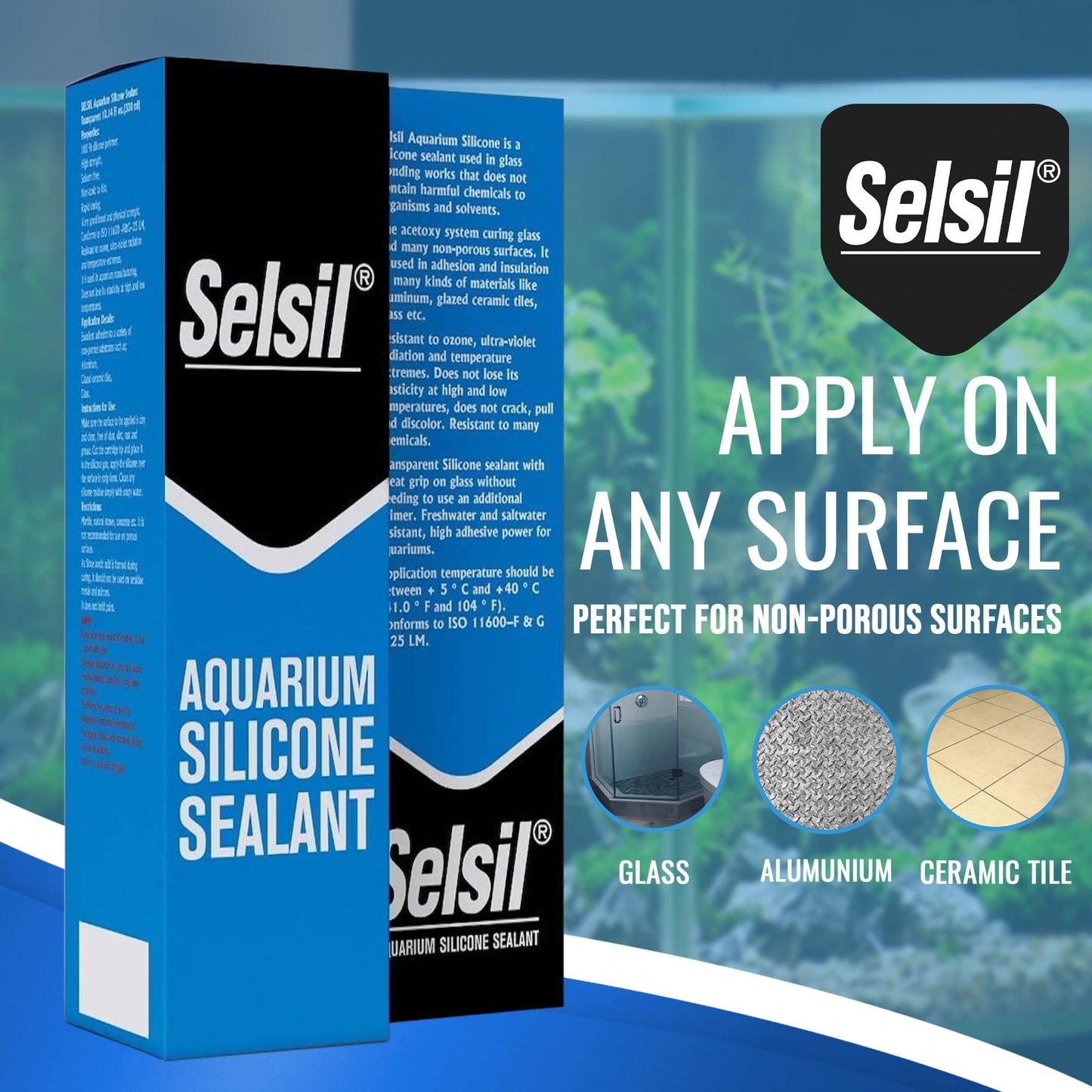 SELSIL Aquarium Silicone Clear Sealant - High Elasticity, Safe for Fish, Solvent-Free, Ozone-Resistant, Transparent 10.14 Fl Oz, 1 Pack