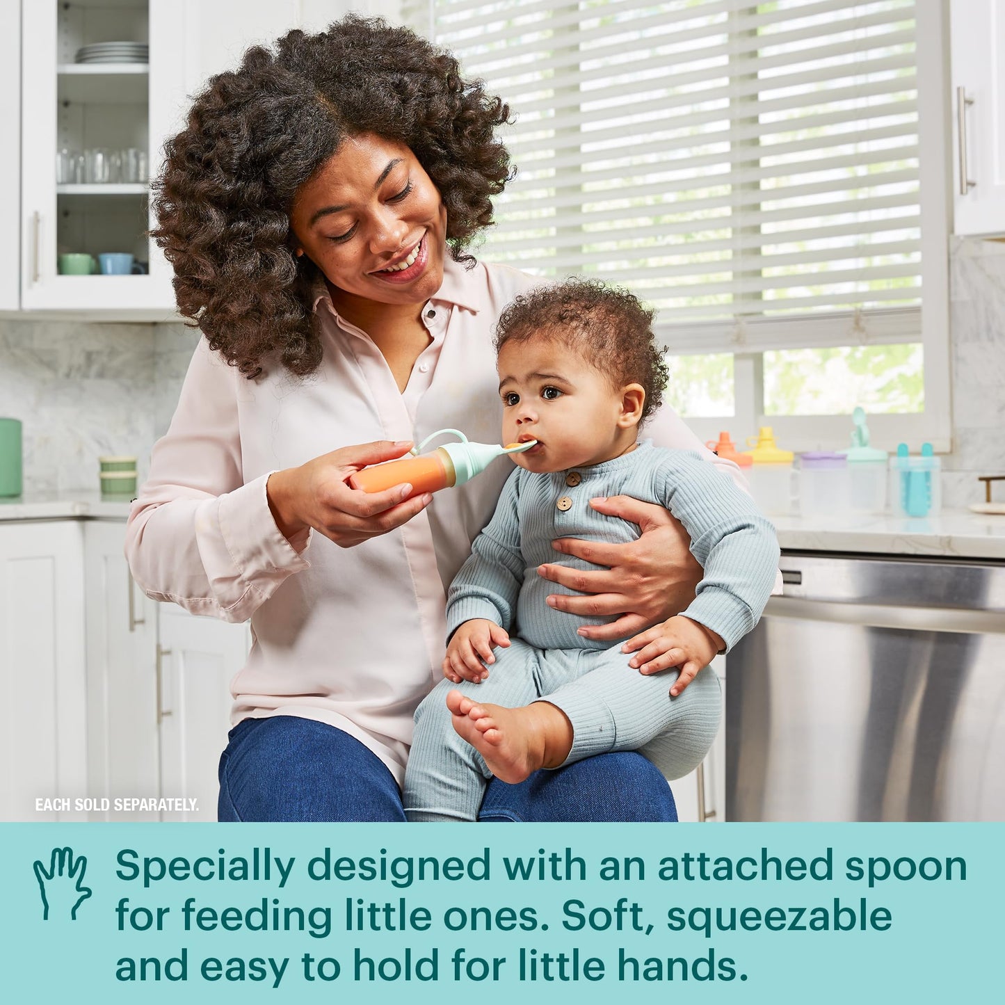 Pyrex Littles Spoon Lid & 5 OZ Pouch, Silicone Baby Toddler Feeding Set, Airtight Leak-Proof BPA Free Non-Breakable Dishwasher Safe, Ages 6 Months + - Retail $7