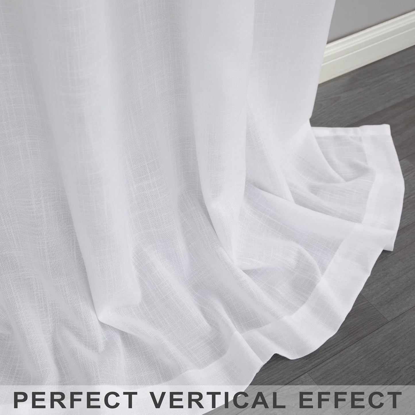 Mrs.Naturall White Curtains 60 Inch Wide for Living Room 2 Panels Set Rod Pocket Extra Large Drapes Semi Sheer Linen Room Dividing Curtain for Patio Sliding Glass Door Family Room Apartment 60x96 Long