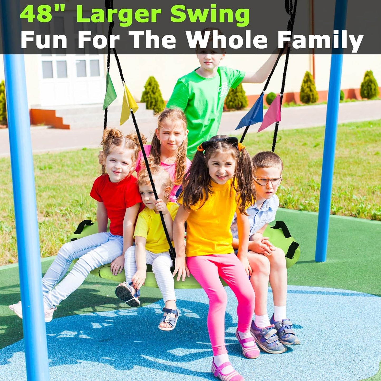 48 inch Tree Swing, Larger Saucer Flying Swing for Whole Family, 900lbs Weight Capacity, with Adjustable Hanging Straps, for Outdoor Playground, Green
