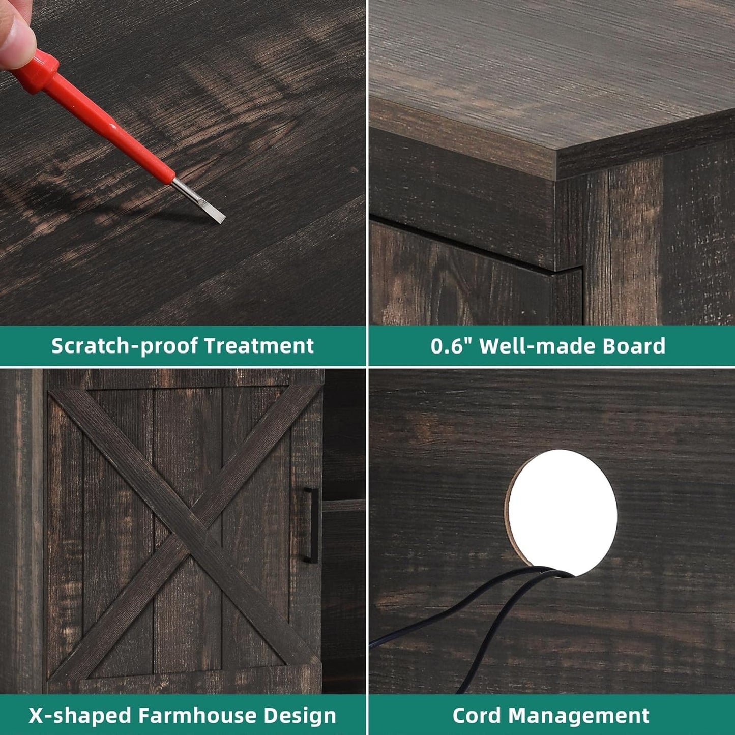 YITAHOME TV Console for 65 Inch TV, Farmhouse TV Stand with Double Barn Doors and Storage Cabinets, Mid Century Modern Media Console Table TV Cabinet for Living Room, 59 Inches, Grey White/Espresso