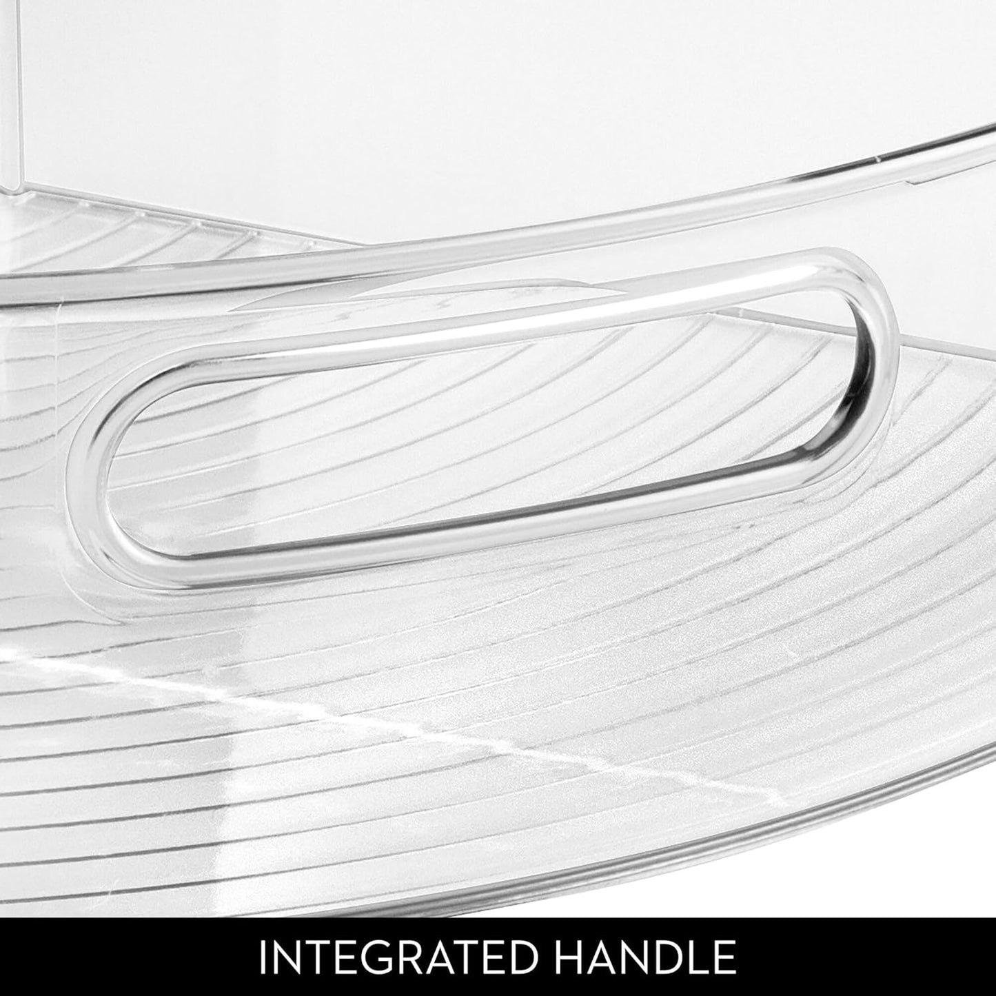 iDesign Lazy Susan 1/4 Wedge Organizer Bin with Handle for Corner Cabinet - Clear - Made in USA