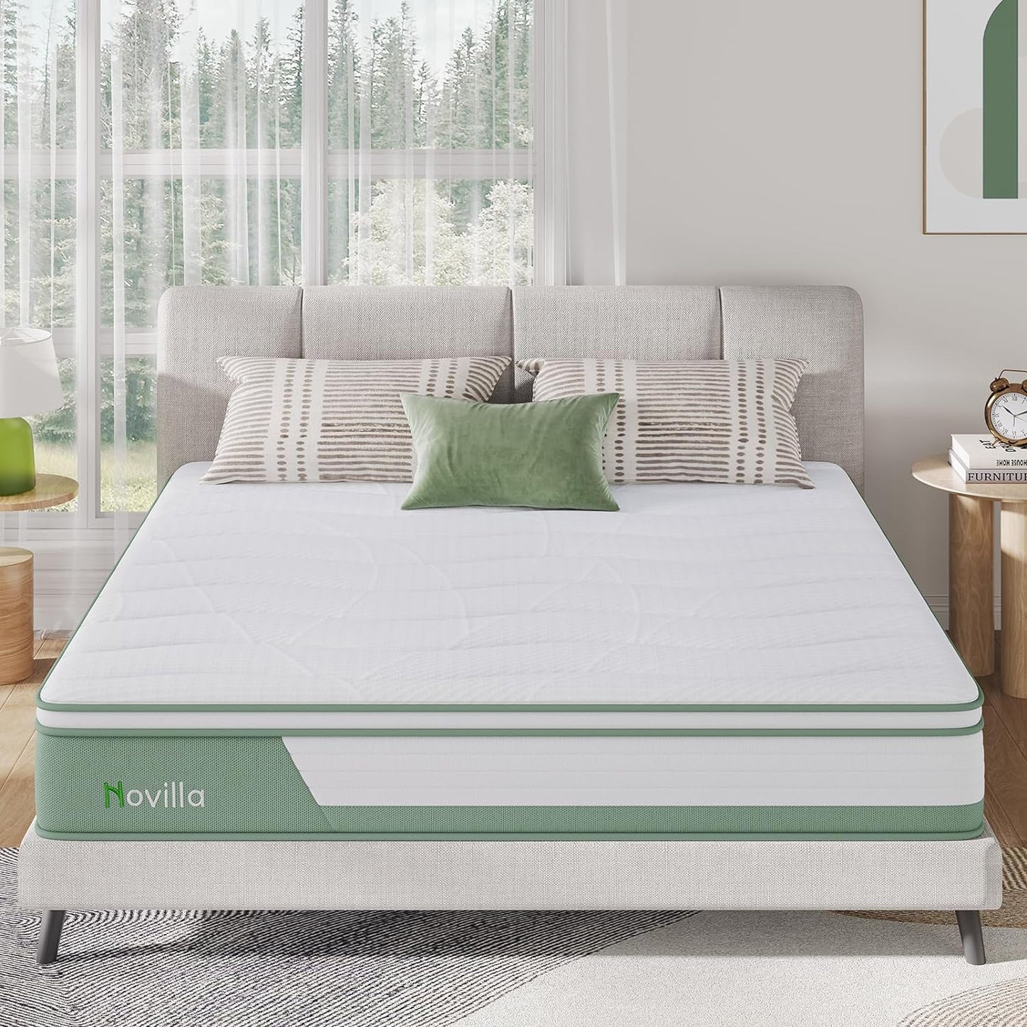 NEW - Novilla QUEEN Mattress , 12 Inch 5-Zone Hybrid Mattress with Gel Memory Foam for Pressure Relief & Cool Sleep, Midume Firm Queen Mattress in A Box - Retail $302