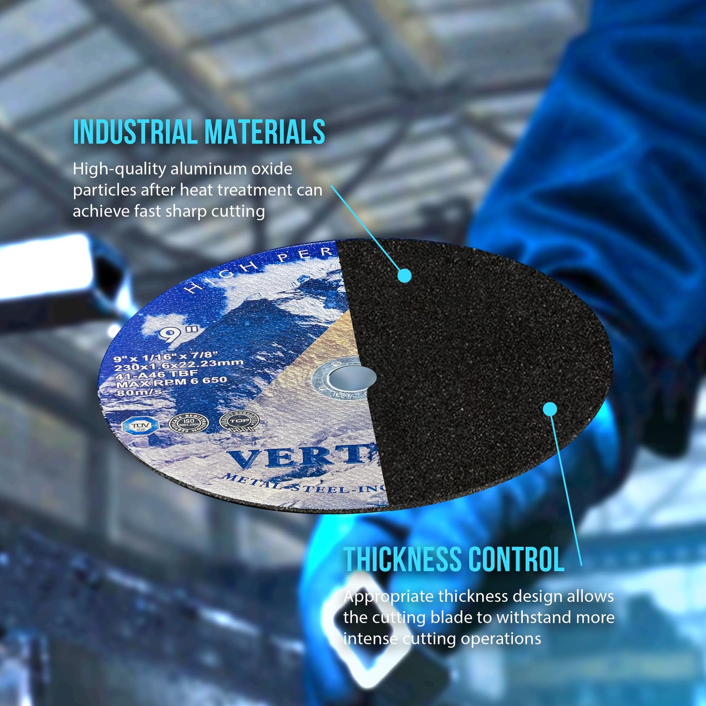 9”x1/16”x7/8” Inch Abrasive Cut Off Wheel, Aluminum Oxide Cutting Disc for Angle Grinder. Fiber Glass Reinforced Cutting Wheel for Stainless Steel, Carbon Steel, Aluminum, Metal- 25 Pack