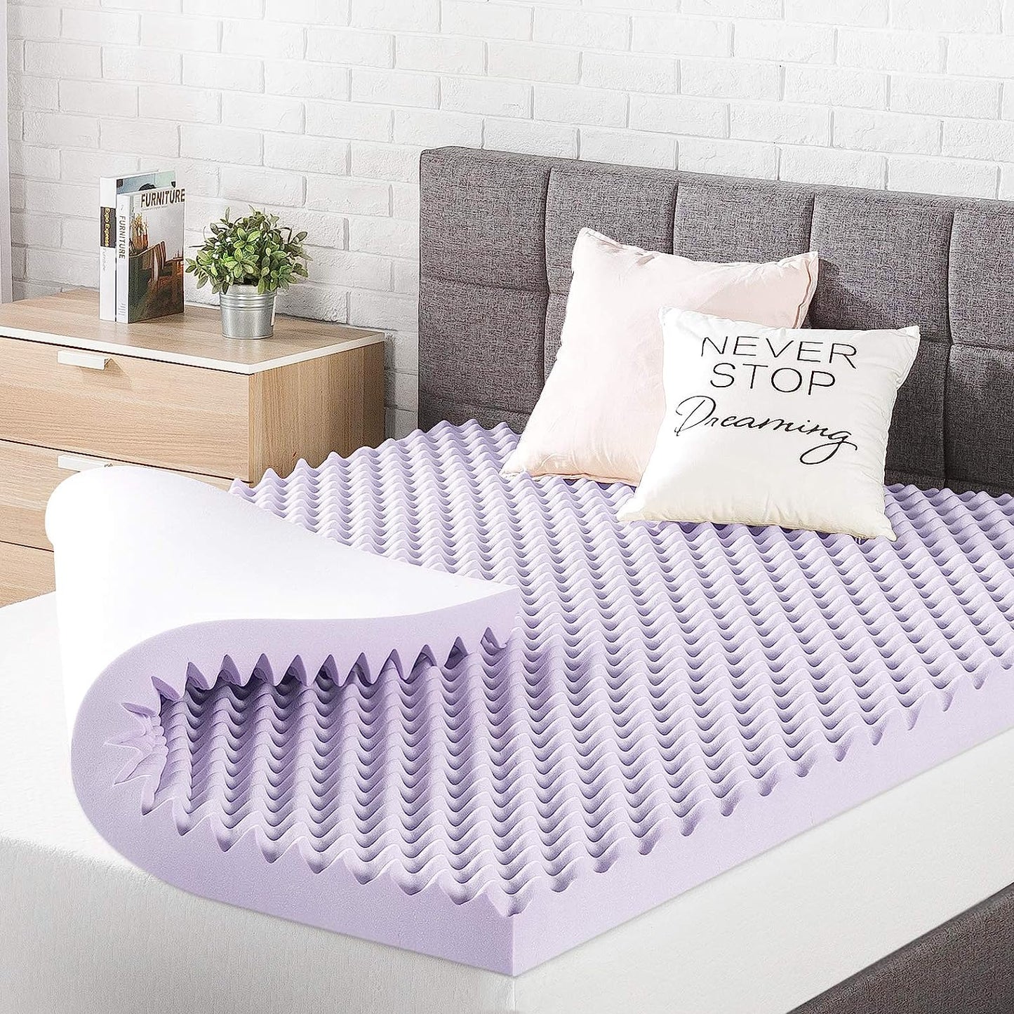 NEW - Best Price Twin Mattress 3 Inch Egg Crate Memory Foam Mattress Topper with Soothing Lavender Infusion, CertiPUR-US Certified, Twin - Retail $42