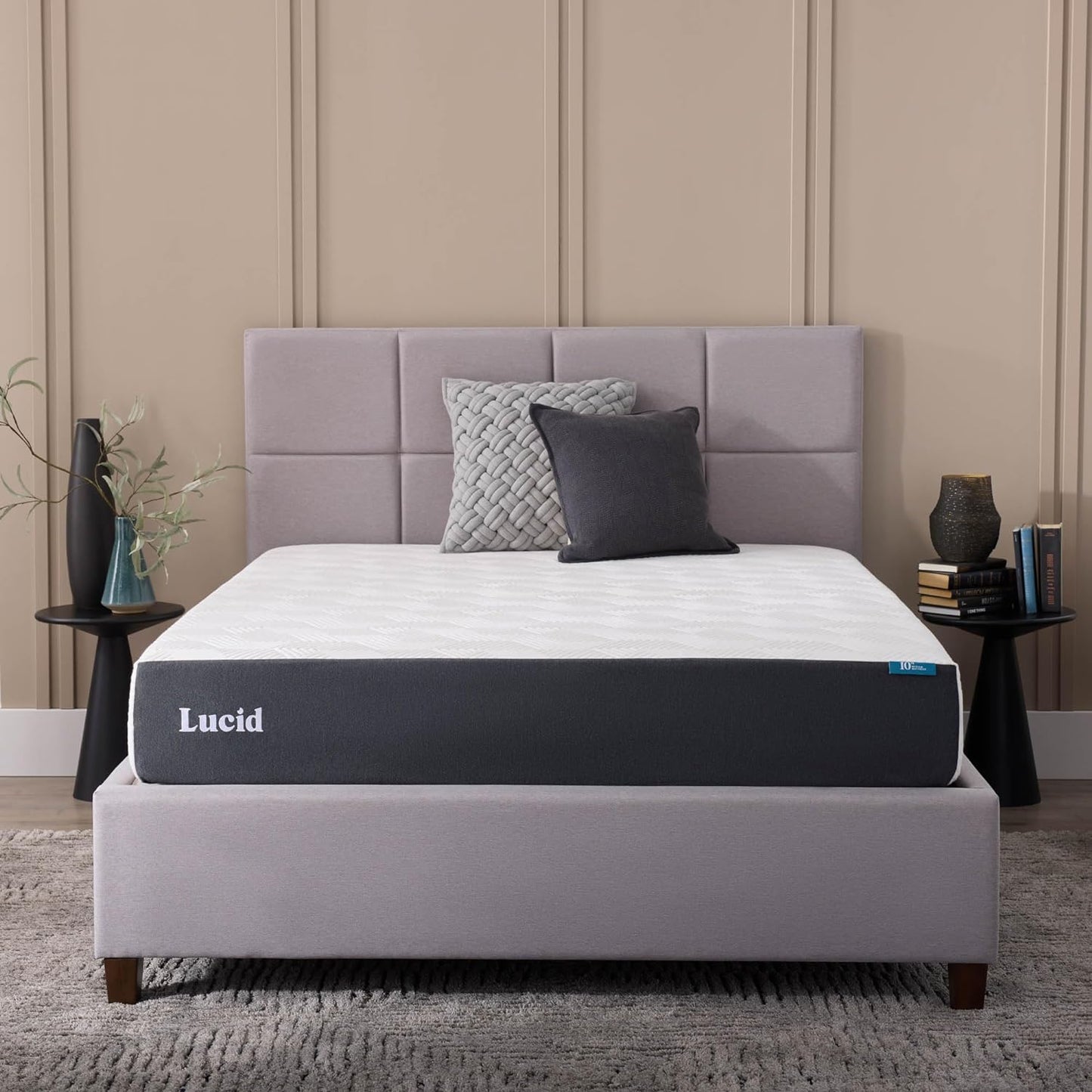 NEW - LUCID QUEEN 10 Inch Memory Foam Mattress - Plush Feel - Infused with Bamboo Charcoal and Gel - Bed in a Box - Temperature Regulating - Pressure Relief - Breathable - Queen Size - Retail $349