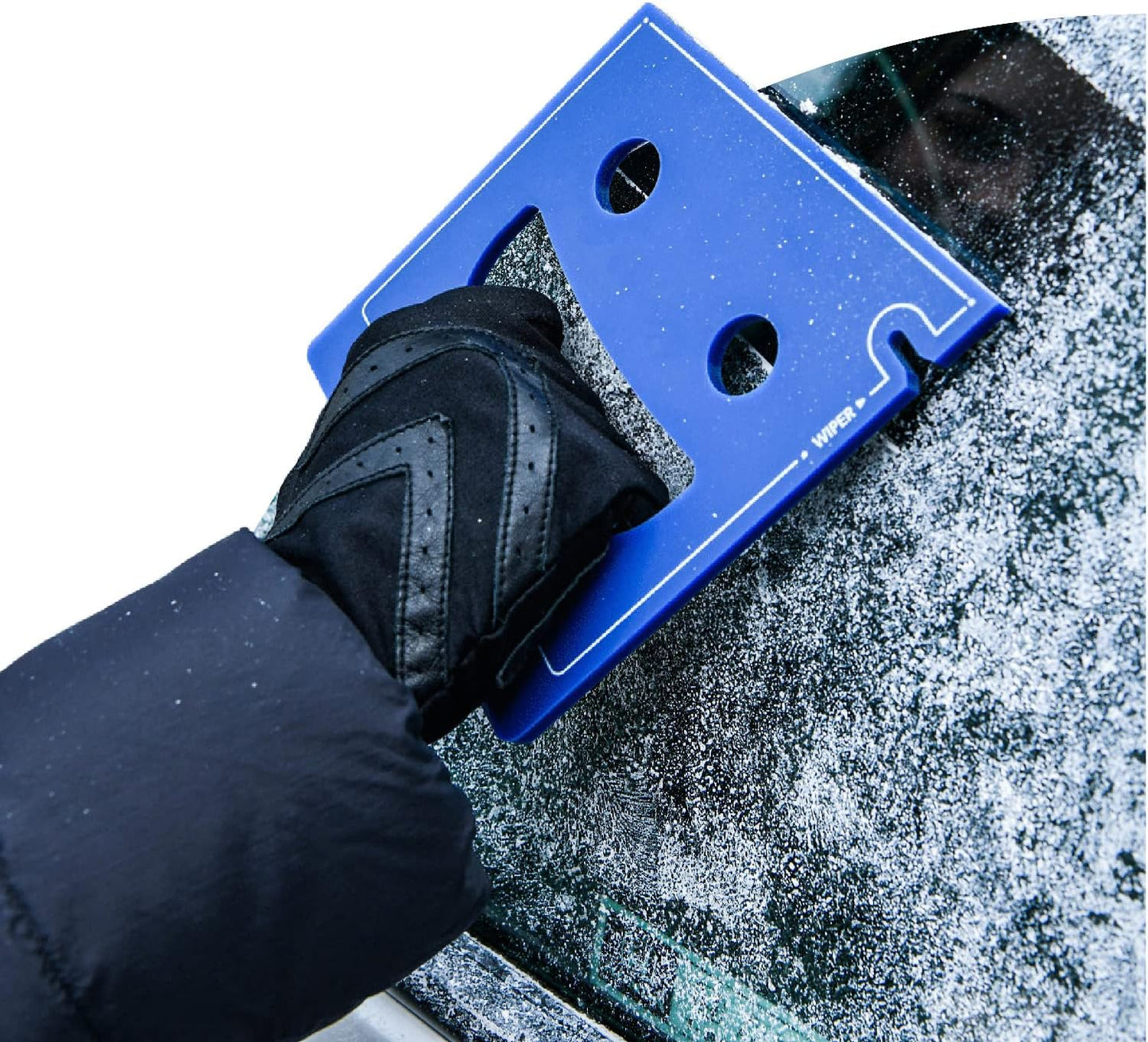 FrostGuard Scrape Buddy Car Ice Scraper Scrape with a Smile - Quickly Remove Frost, Ice and Snow from Your Vehicle Windows and Wiper Blades - Acrylic with Comfort Neoprene Sleeve - Blue Frost