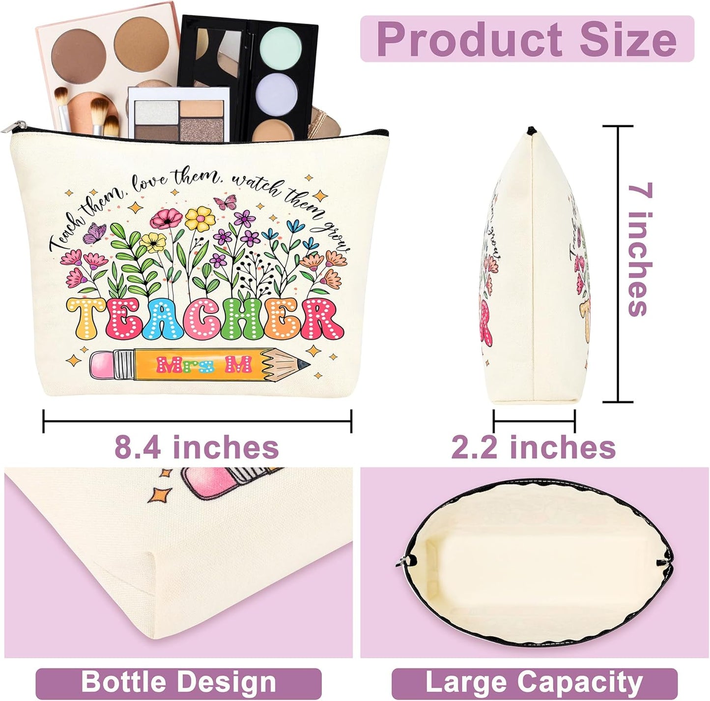 Initial Mrs. K Teacher Appreciation Gifts for Women, Christmas Thanksgiving Thank You Gifts for Teachers Set of 5