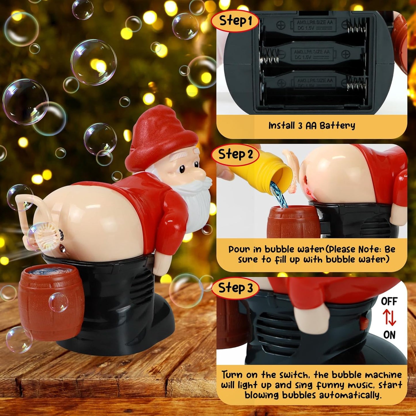 Santa Claus Bubble Butt Machine, Automatic Bubble Blower Machine