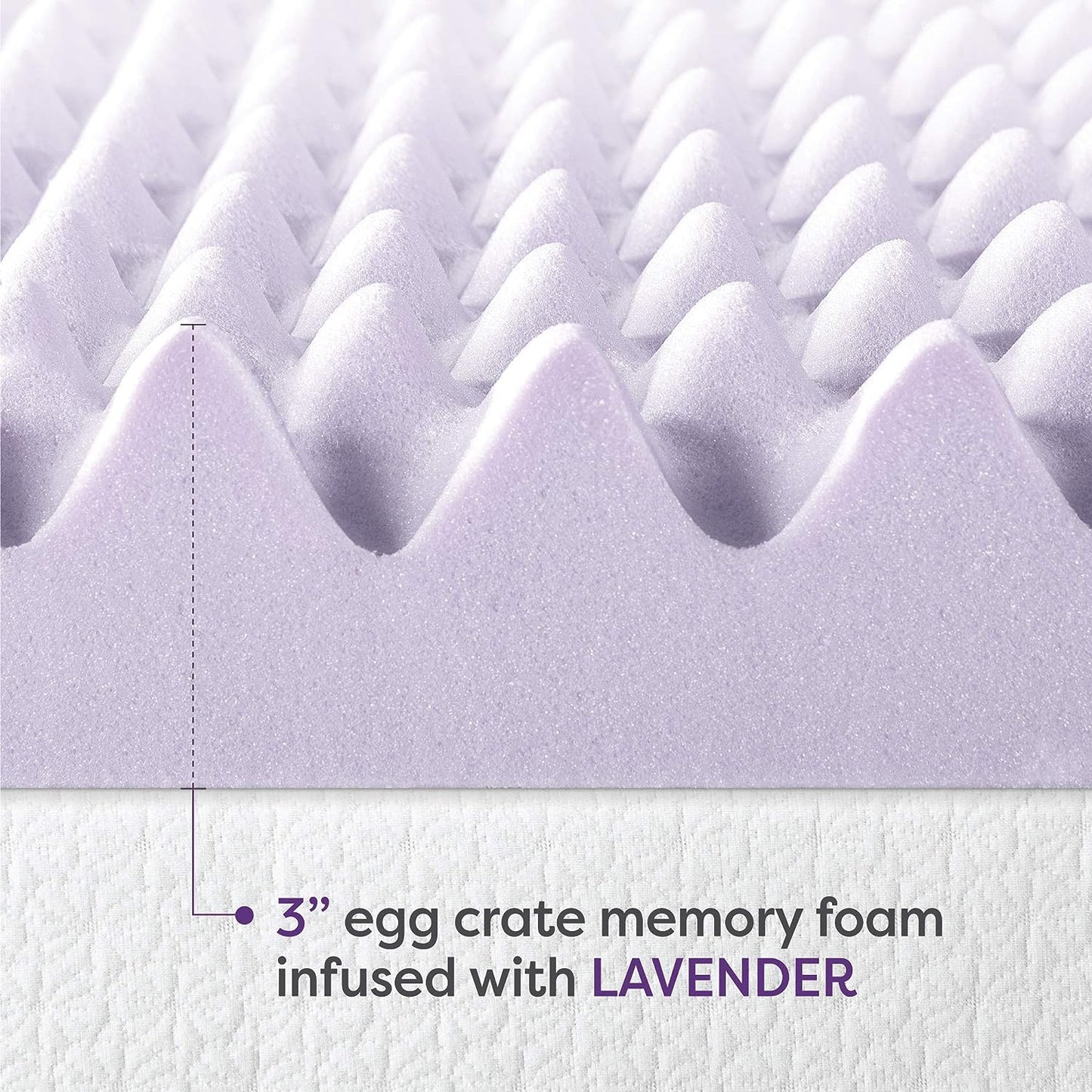 NEW - Best Price Twin Mattress 3 Inch Egg Crate Memory Foam Mattress Topper with Soothing Lavender Infusion, CertiPUR-US Certified, Twin - Retail $42
