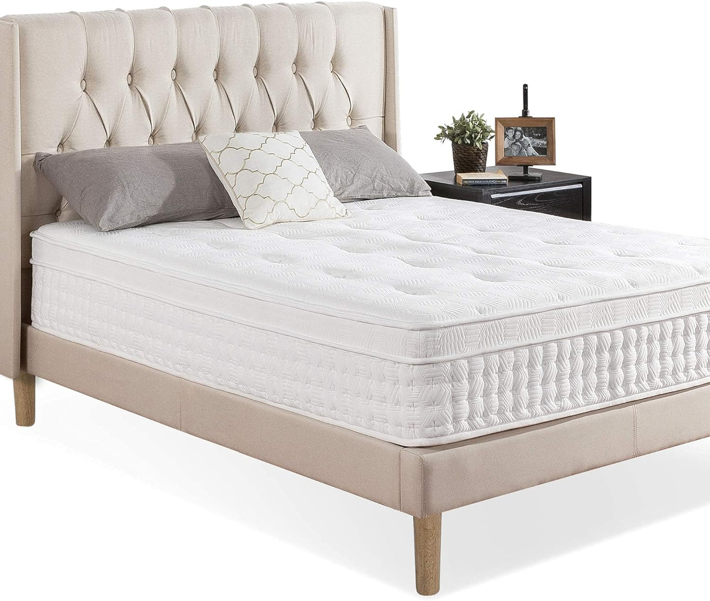 NEW - Zinus 13 Inch KING Euro Top Pocket Spring Hybrid Mattress / Pressure Relief / Pocket Innersprings for Motion Isolation / Bed-in-a-Box, King White - Retail $448