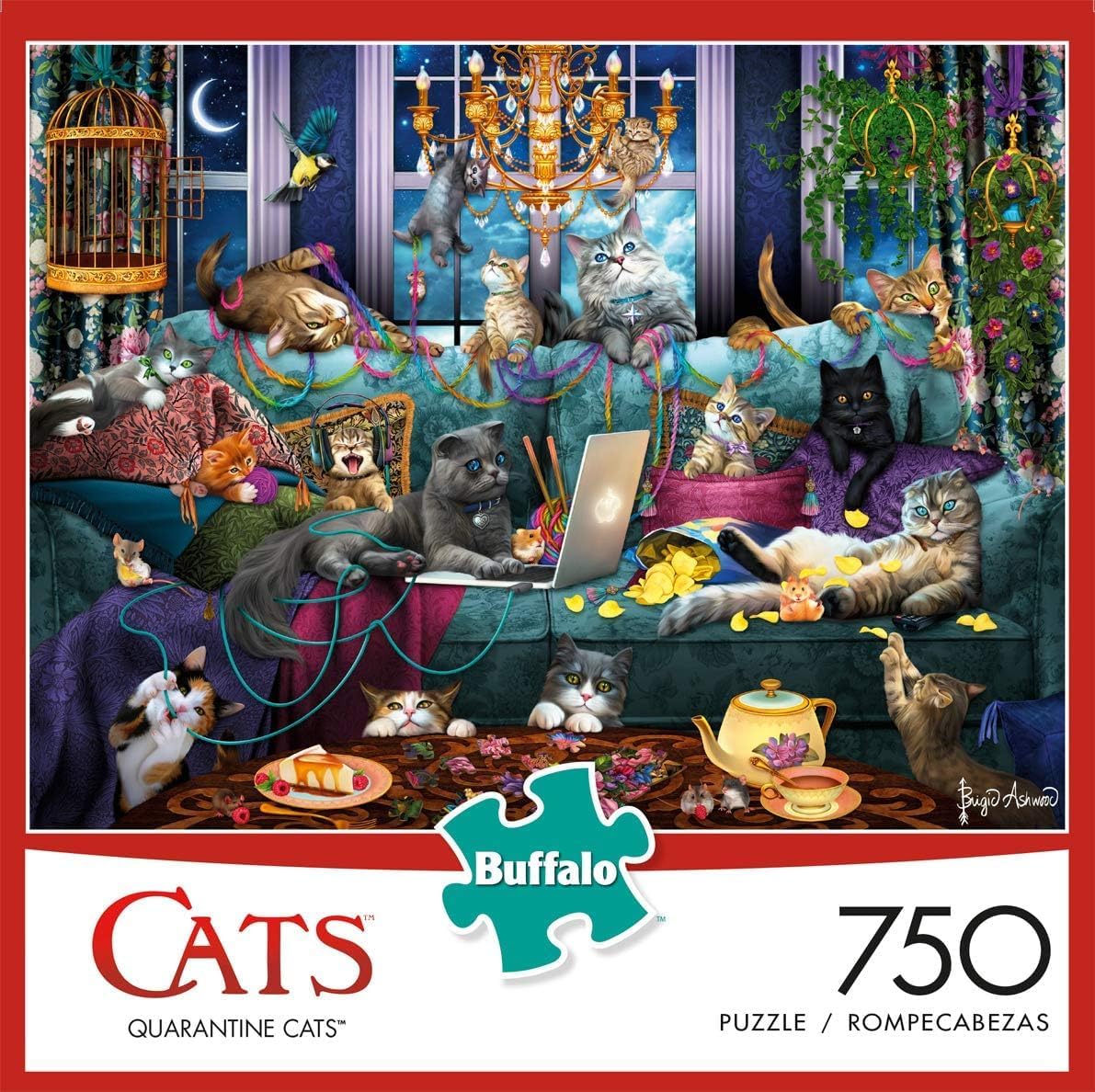 Buffalo Games - Brigid Ashwood - Quarantine Cats - 750 Piece Jigsaw Puzzle For Adults -Challenging Puzzle Perfect for Game Nights - Finished Size is 24.00 x 18.00