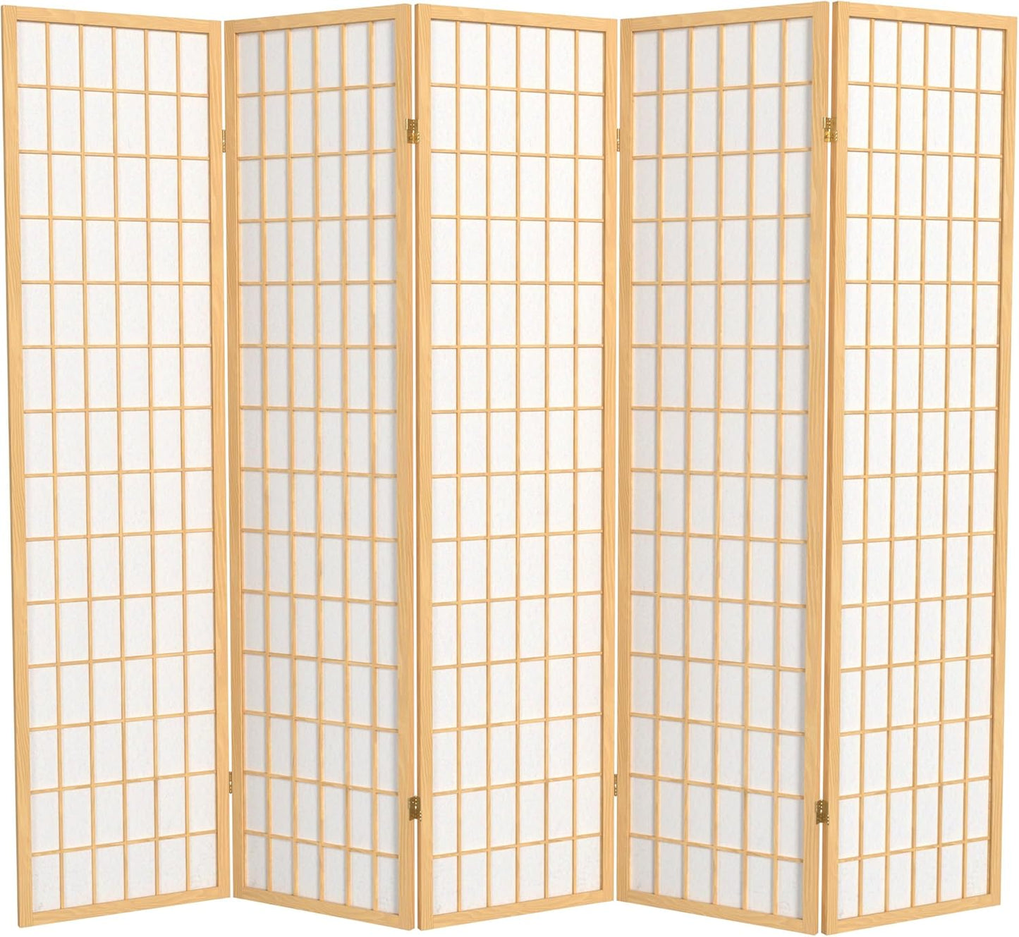 Oriental Furniture 6 ft. Tall Window Pane Shoji Screen - Natural - 5 Panels - Retail $259