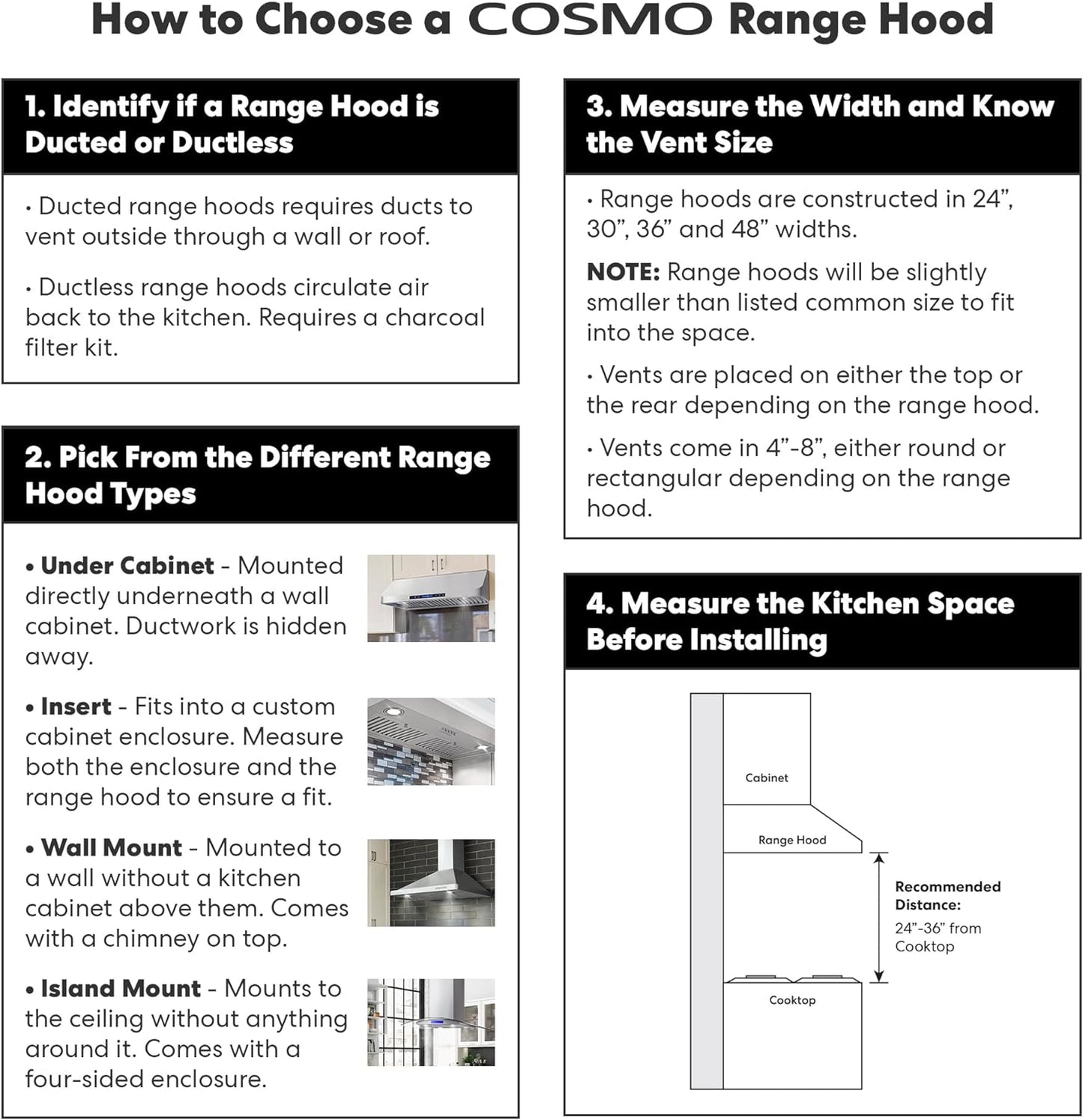 NEW w/ dmg - COSMO 668ICS900 36 in. Island Range Hood with 380 CFM, 3 Speeds, Ducted, Permanent Filters, Soft Touch Controls, LED Lights, Curved Glass Hood in Stainless Steel - Retail $359
