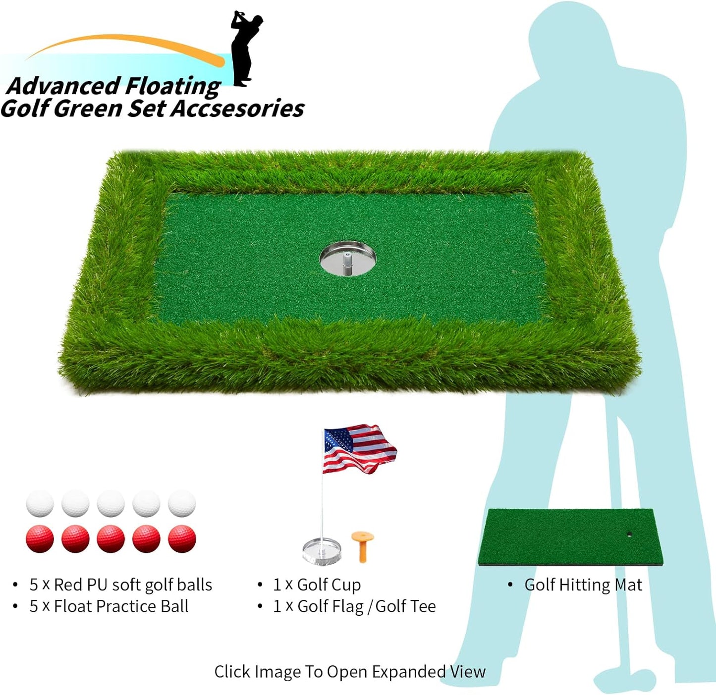 NEW - Floating Golf Green for Pool, (35"x24") - Retail $89