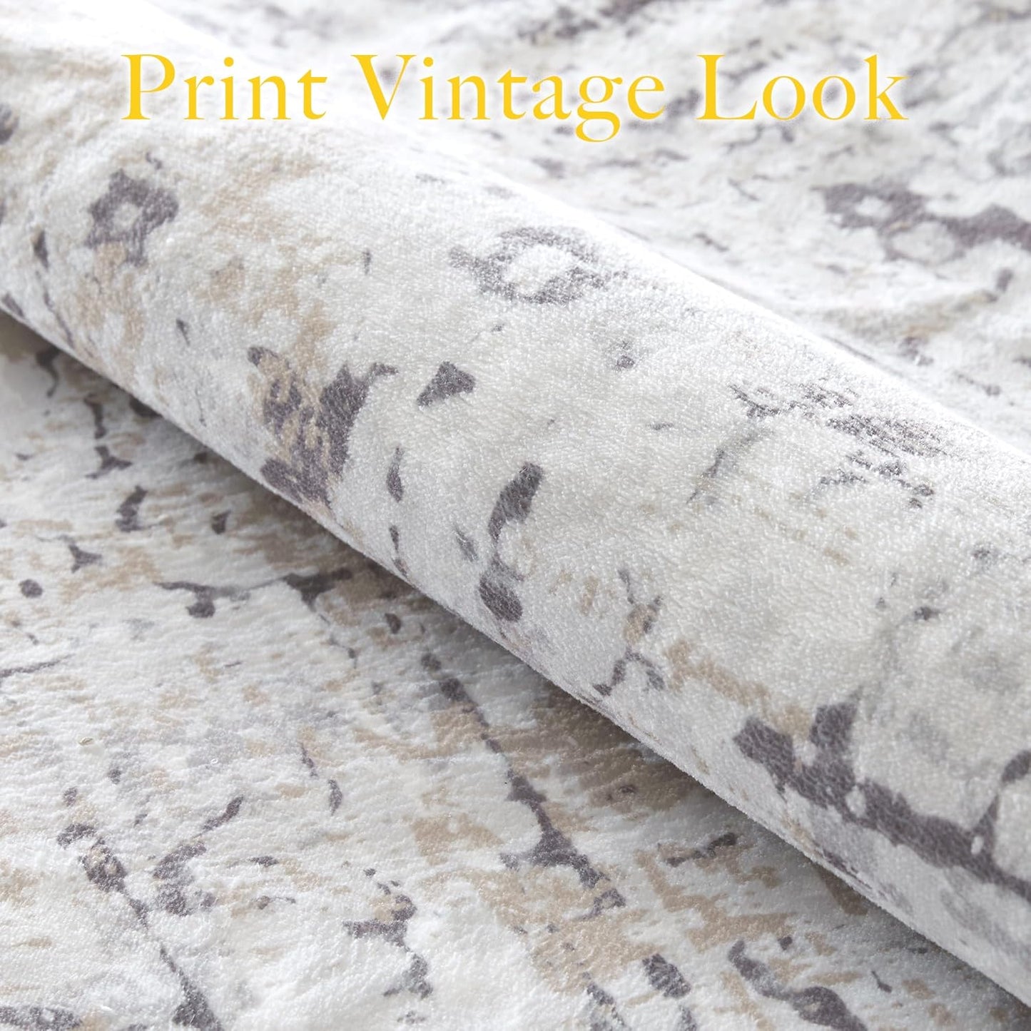 StangH Washable Area Rug 3x5 Non-Slip Retro Foldable Low-Pile For Dining Room, Bedroom, Entryway, Office - Grey