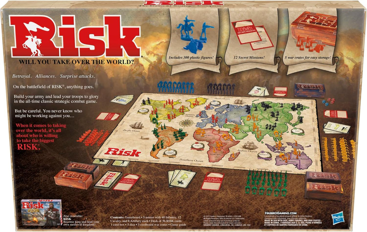 Risk Board Game, Strategy Games for 2-5 Players, Strategy Board Games for Teens, Adults, and Family, War Games, Ages 10 and Up