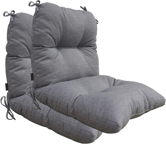 BOSSIMA Outdoor Indoor High Back Chair Tufted Thick Cushions Comfort Replacement Patio Seating Cushions Set of 2 Light Grey