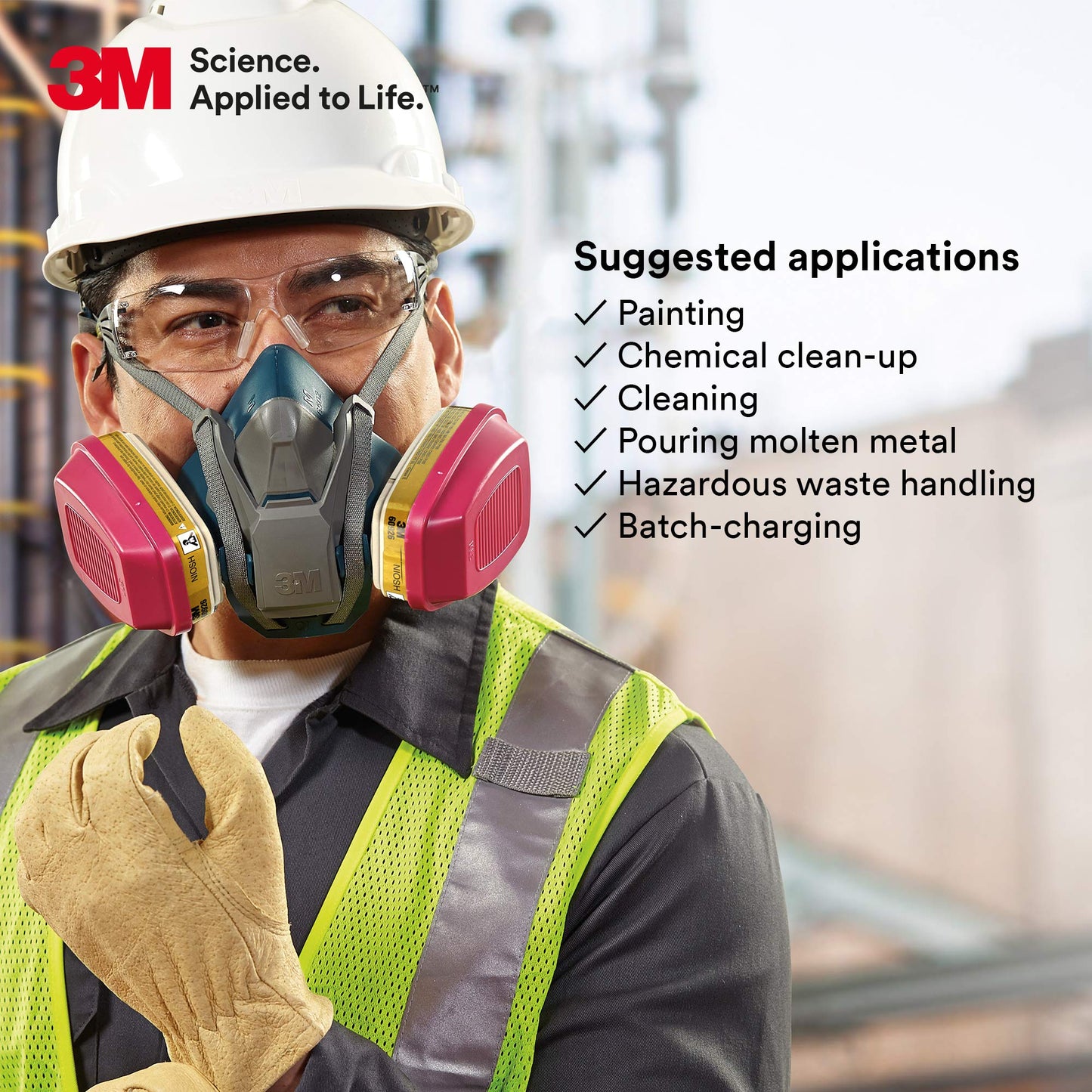 3M P100 Respirator Cartridge/Filter 60926, 1 Pair, NIOSH, Helps Protect Against Organic Vapors, Acid Gases, Ammonia Methylamine, Formaldehyde and Particulates