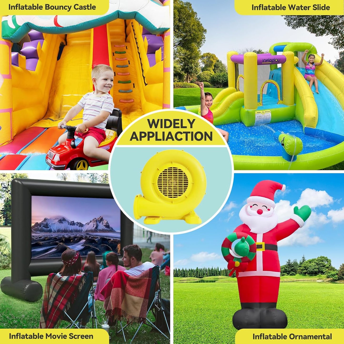 Bounce House Blower, Inflatable Blower Portable Air Pump for Outdoor Inflatables, Jump Slides, Water Slide, Inflatable Castle