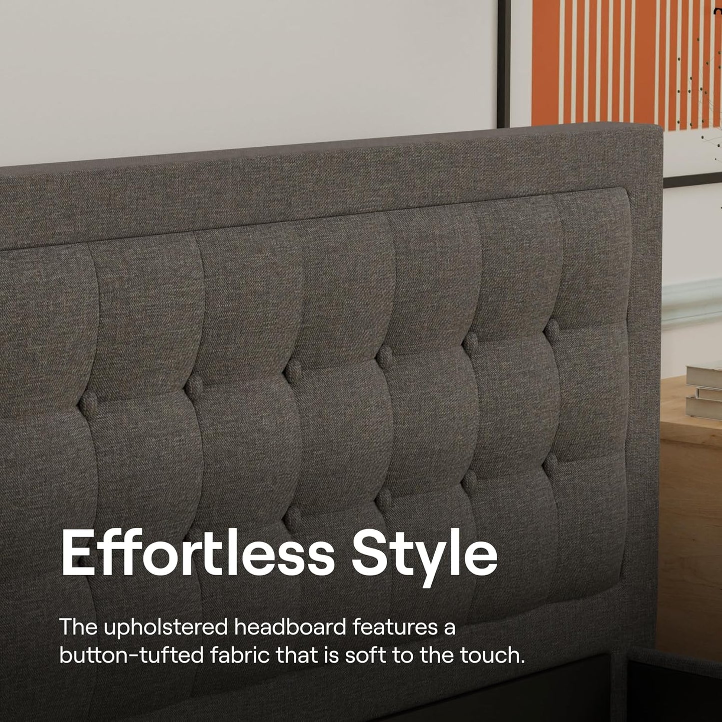 NEW - Nectar QUEEN Bed Frame & Headboard - Grey - 8 Inch Legs and Sturdy Wooden Slats for Support - Contemporary and Durable Upholstery - Holds Up to 700 Pounds - Easy Assembly - Retail $449