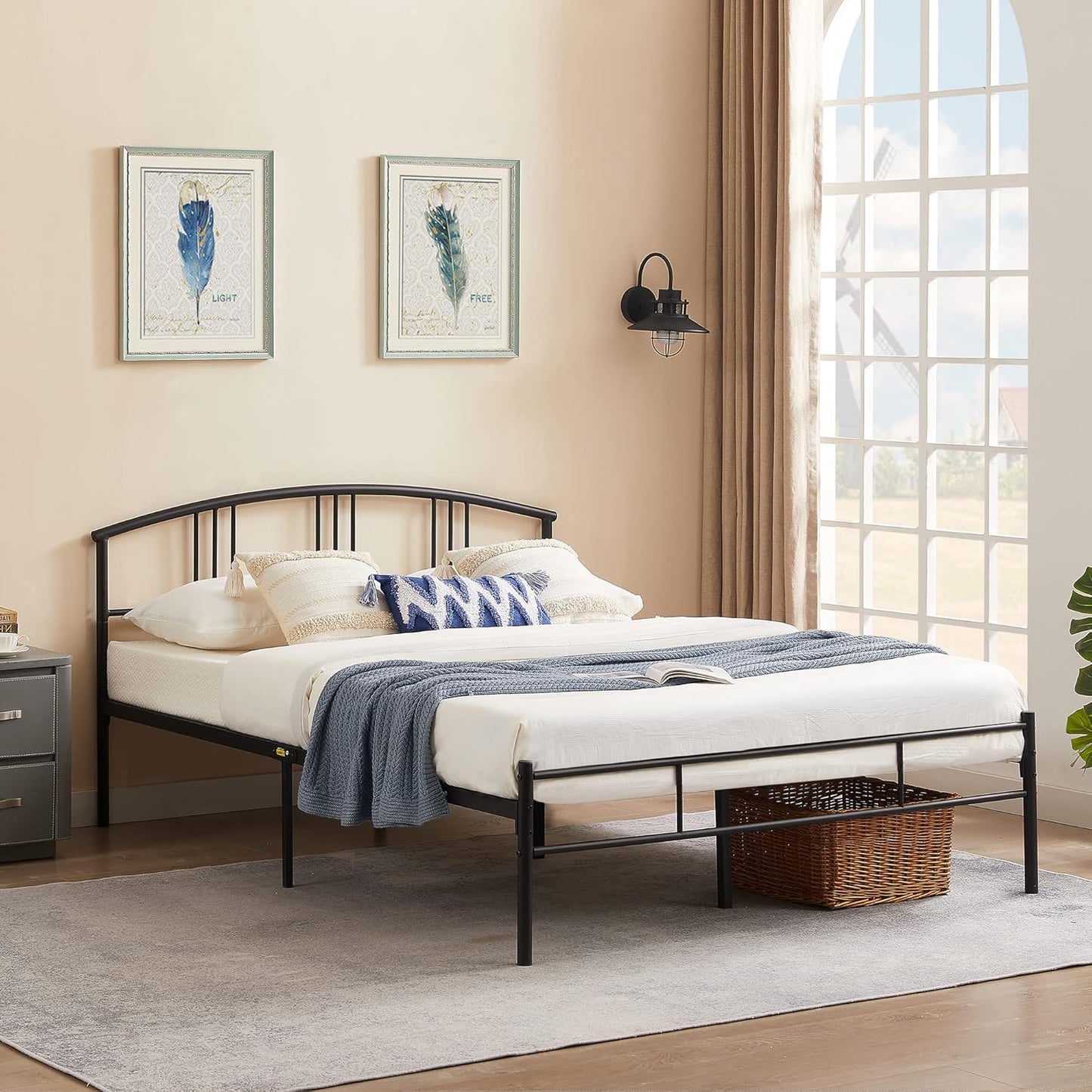 NEW - VECELO FULL 14 inch Full Size Bed Frame Metal Platform Mattress Foundation with headboard Footboard Steel Slat Support/No Box Spring Needed/Easy Assembly - Retail $69
