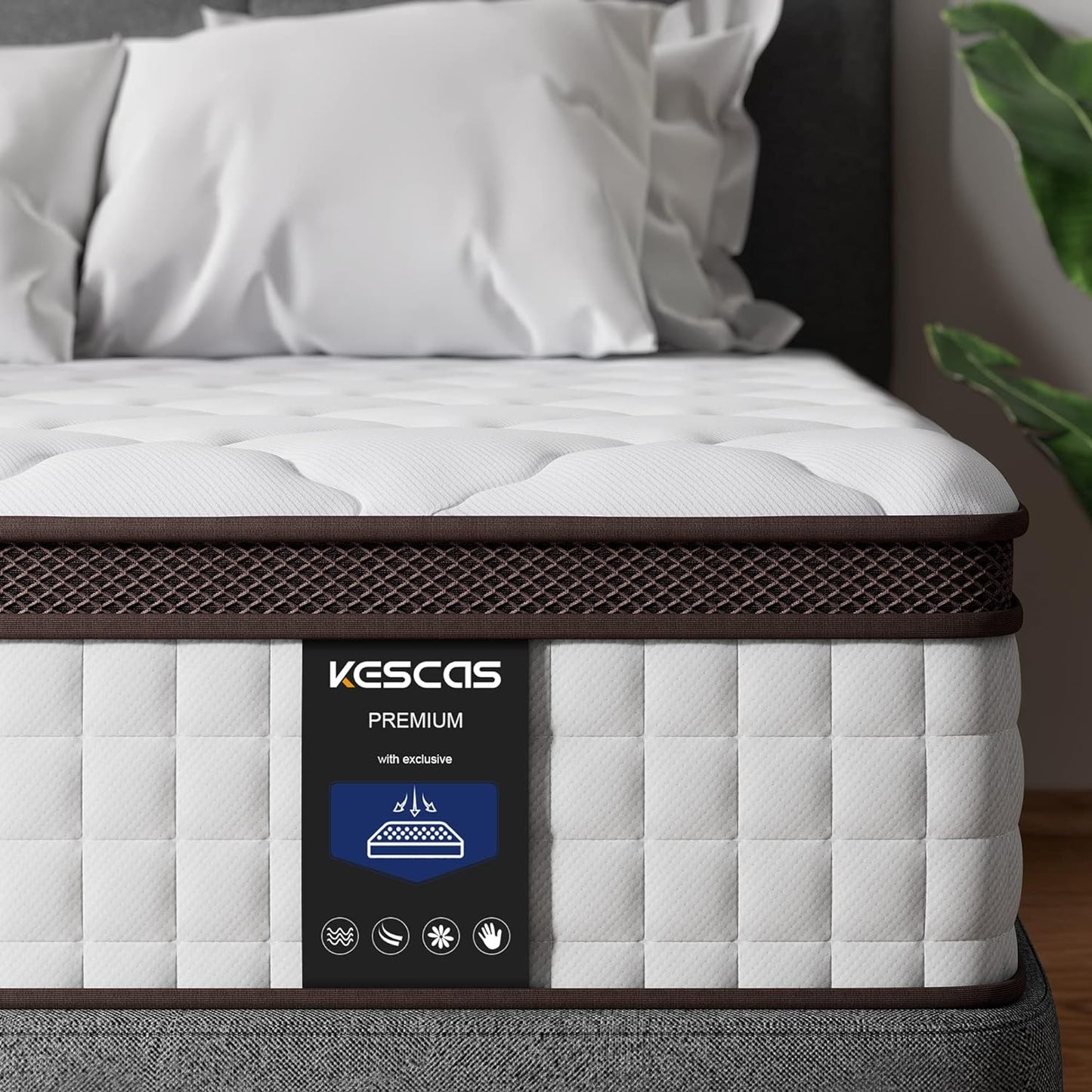NEW - Kescas Queen Size Mattress, 10 Inch Hybrid Mattress with Heavier Coil - Retail $249