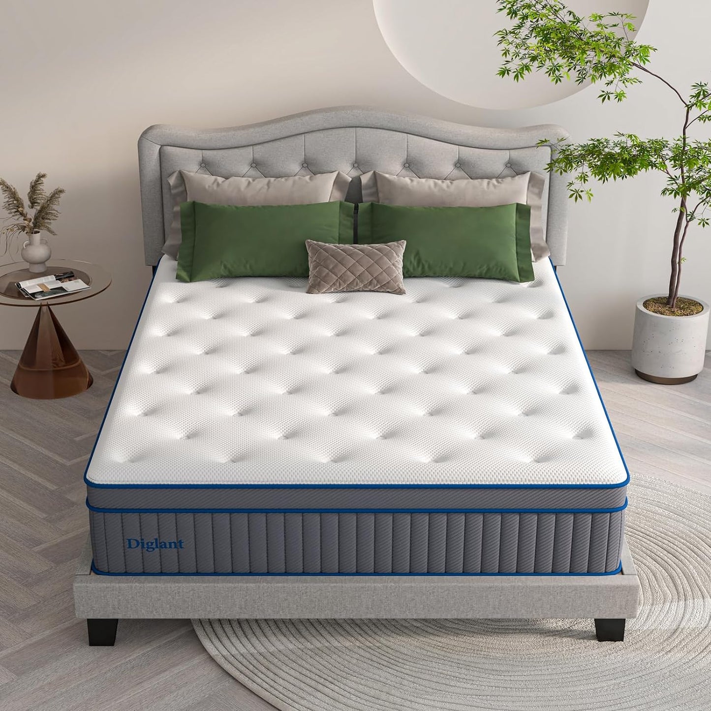 NEW - Queen Mattress, DIGLANT 14 Inch Queen Plush Hybrid Mattress with Gel Memory Foam for Cooling Sleep, 7-Zoned Individual Pocket Springs for Pressure Relief, Queen Size Supportive Mattress in Box - Retail $628
