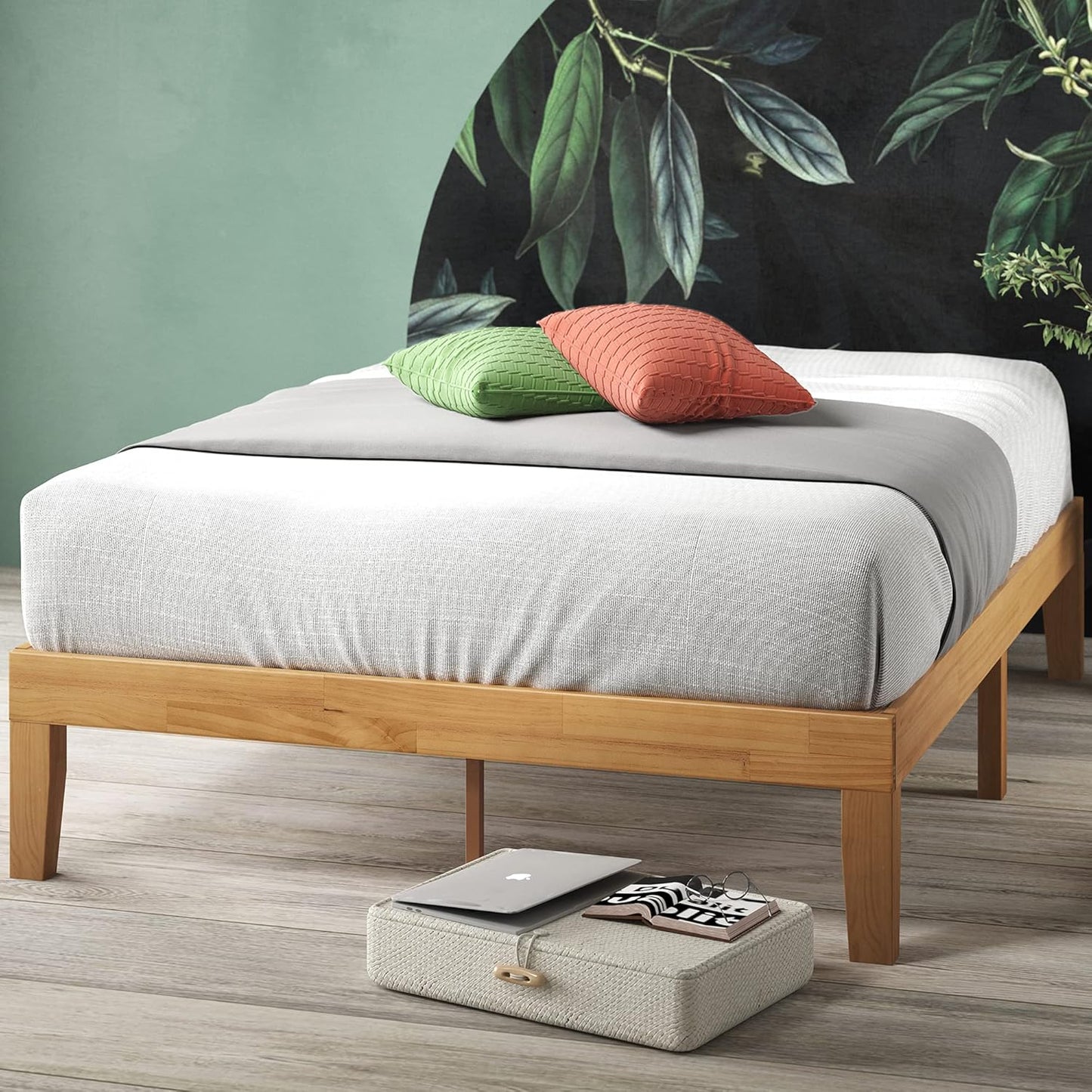 ZINUS Moiz Wood Platform Bed Frame, Wood Slat Support, No Box Spring Needed, Easy Assembly, Natural, Full - Retail $150