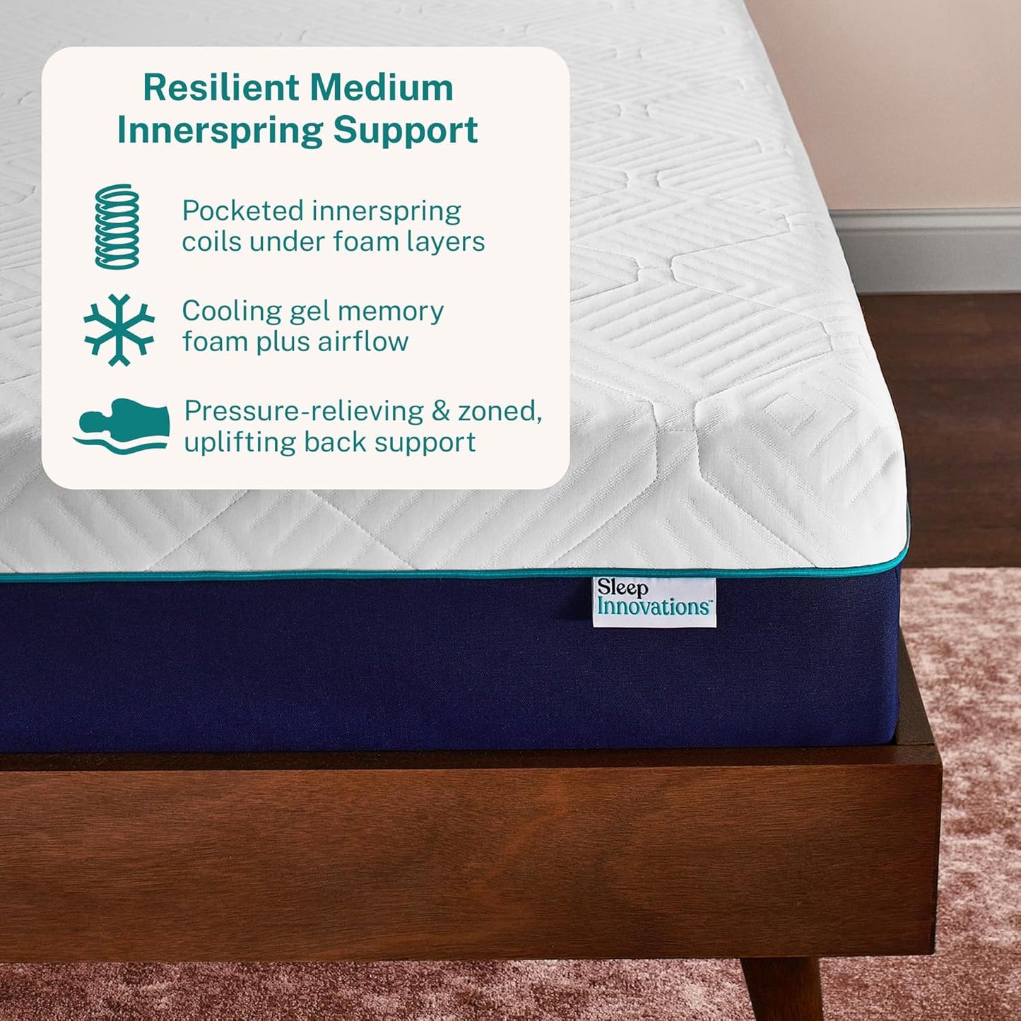 NEW - Sleep Innovations Shiloh Queen Hybrid 12 Inch Cooling Gel Memory Foam and Innerspring Coil Mattress, Queen Size, Bed in a Box, Cradling Medium Support - Retail $499
