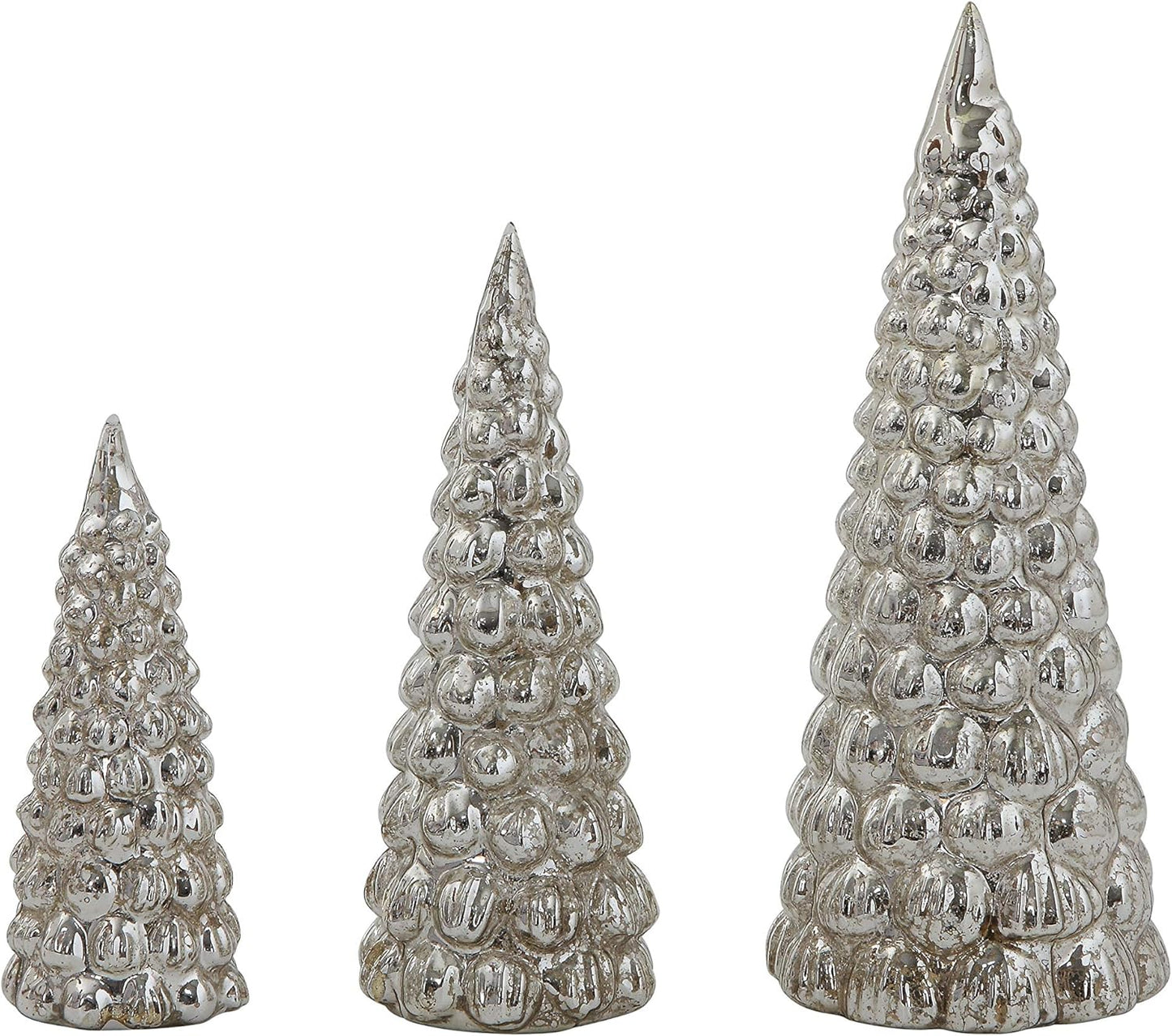 Creative Co-op Glass Set of Tree Figurine, Silver 9 inch