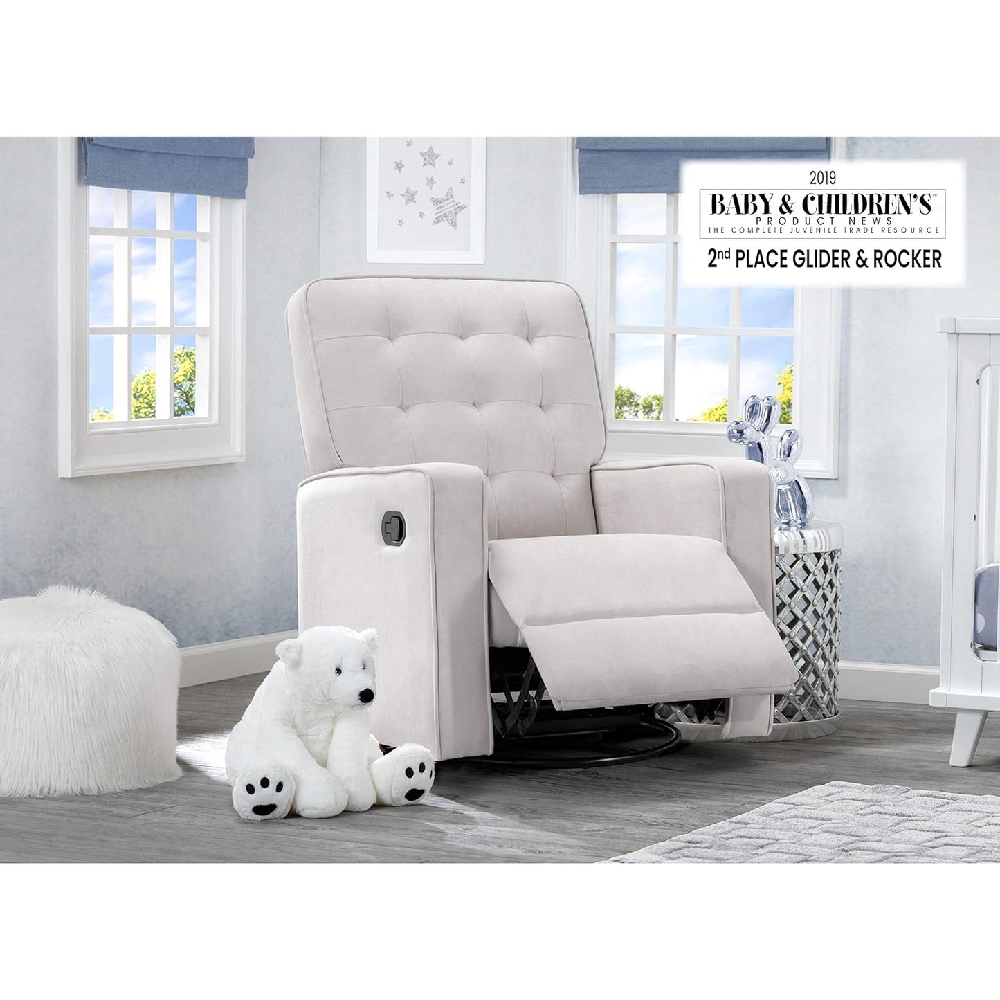 NEW in Box - Delta Children Gavin Recliner Glider Swivel Chair Featuring LiveSmart Fabric by Culp - Stain-Resistant - Retail $299