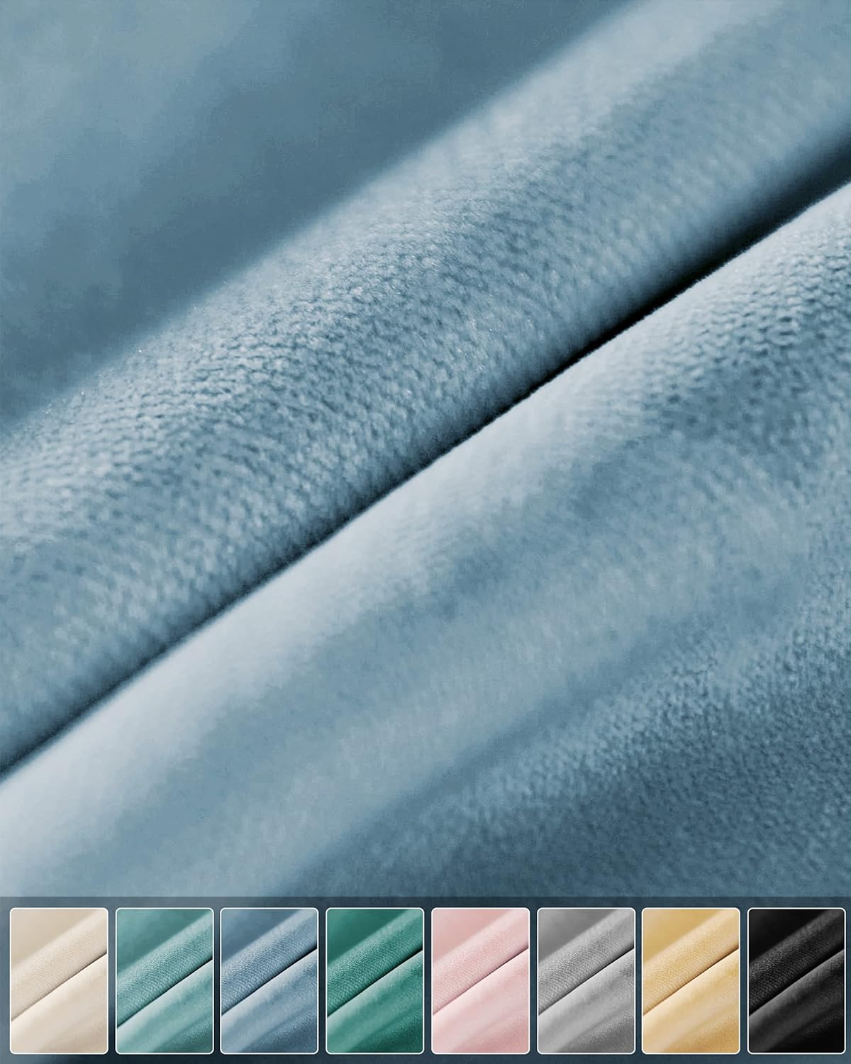 SNITIE Sky Blue 96in Long Velvet Curtains with Grommet, Super Soft Noise Reducing Thick Light Filtering Velvet Drapes for Living Room and Bedroom, Set of 2 Panels, 52 x 96 Inch Long