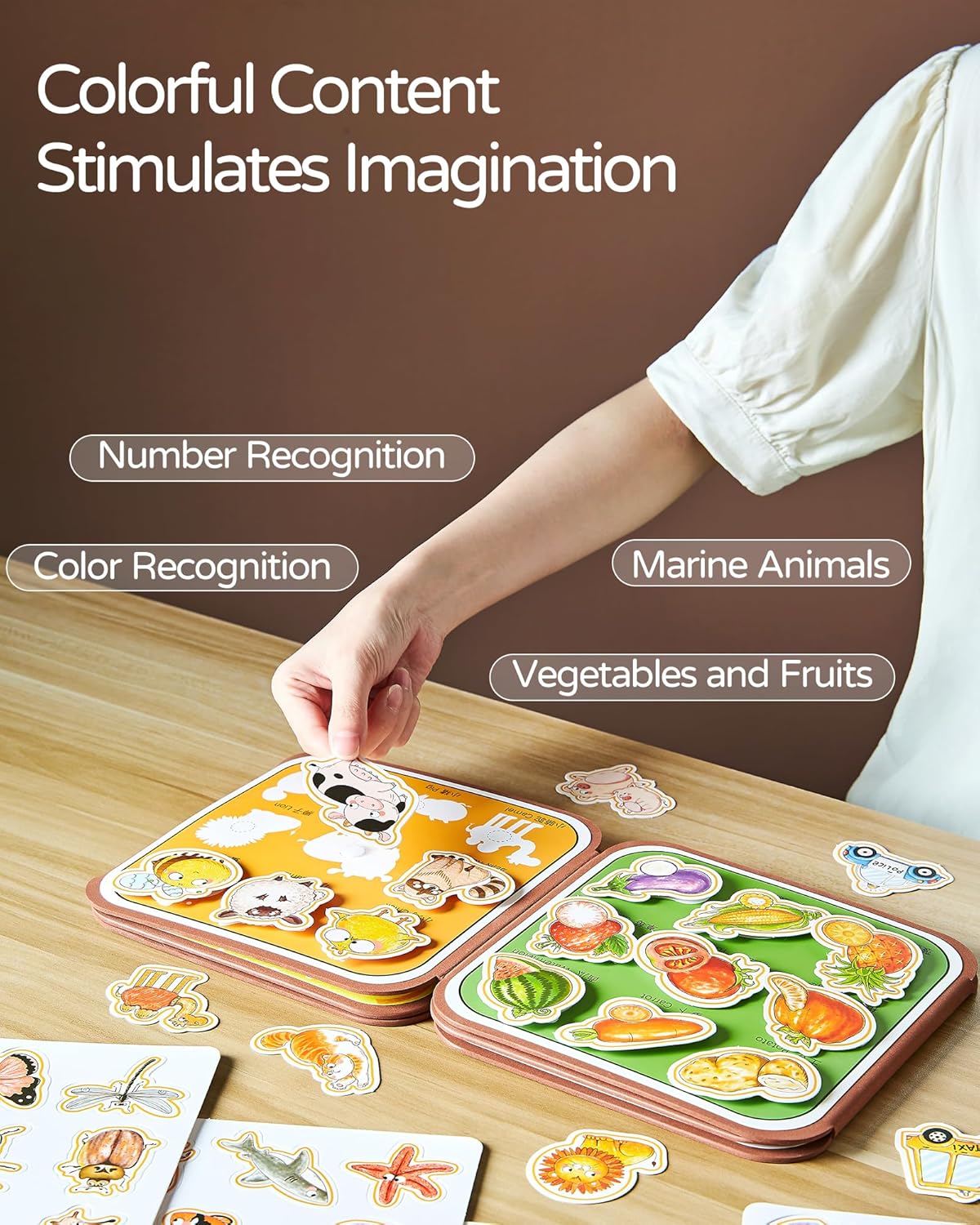 2-in-1 Busy Board Montessori Toys for Toddlers, Reusable Water Painting Books