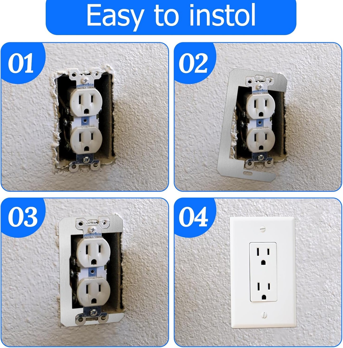 48 Pcs Electric Outlet Spacers for Electrical Box, Flush Fit Device Leveling Plates Wall Plate Spacers for Loose Outlet Plug and Switches Repair