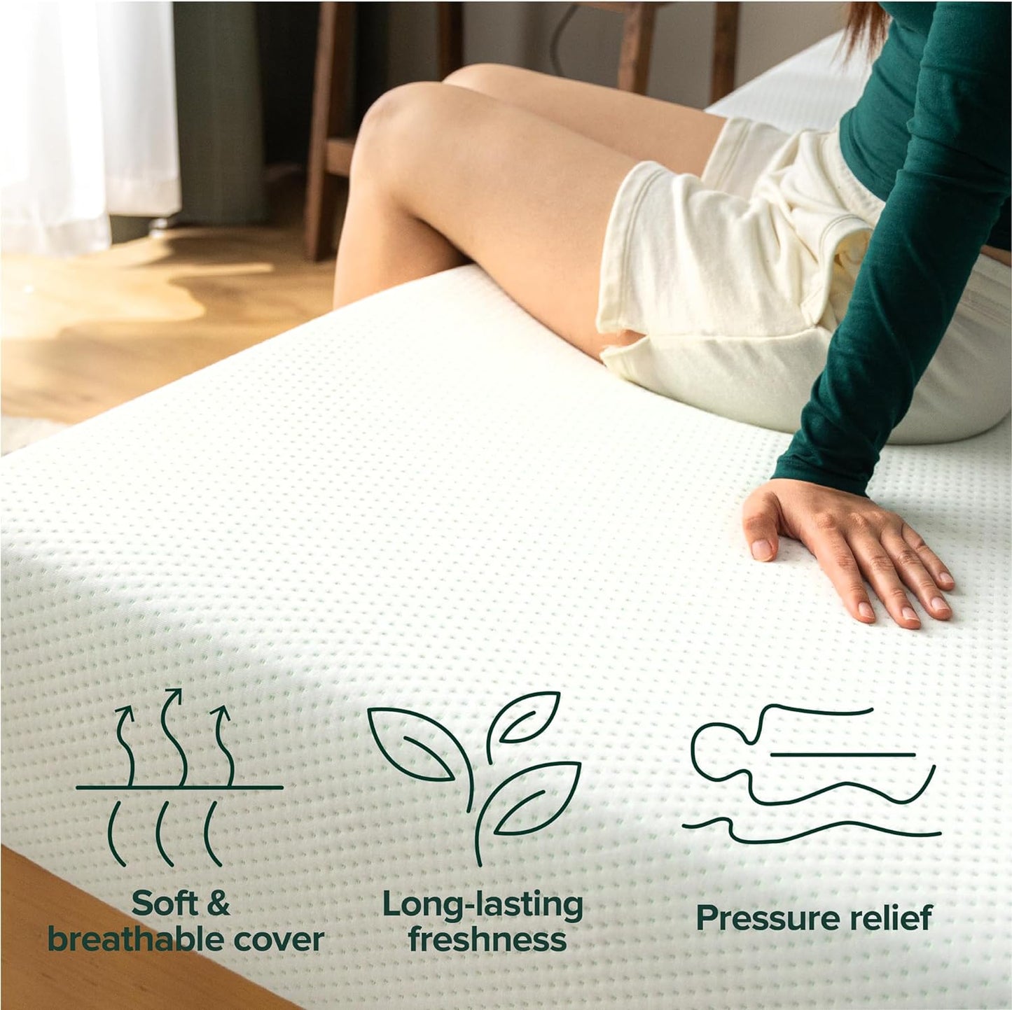 NEW - Zinus Full 8 Inch Green Tea Memory Foam Mattress [New Version], Fiberglass Free, Medium Firm Feel, Zoned Pressure Relief, Certified Safe Foams & Fabric, Bed-in-A-Box, Full - Retail $190