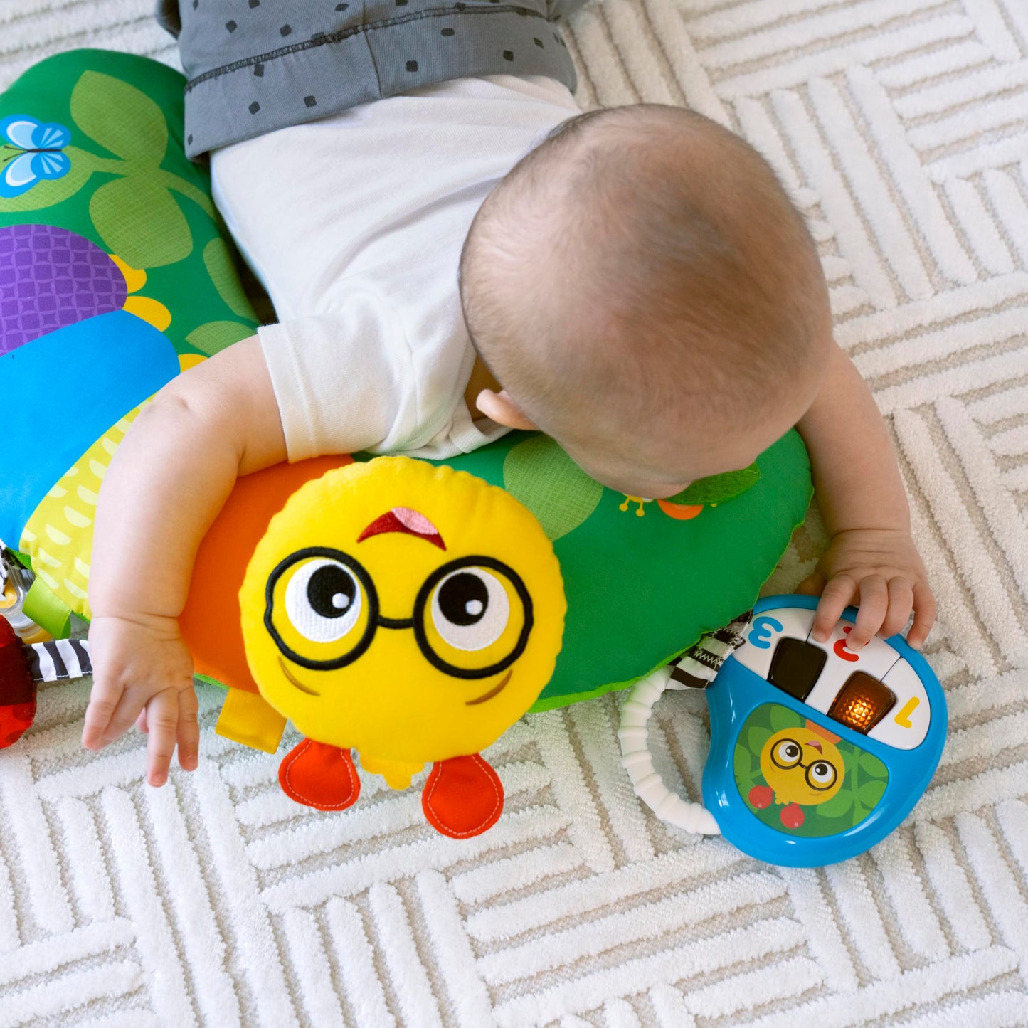 Baby Einstein Cal-a-Pillow Tummy Time Pillow, Multisensory Activity Toys, Sitting Up Play, Cal the Caterpillar, Ages 0+ Months