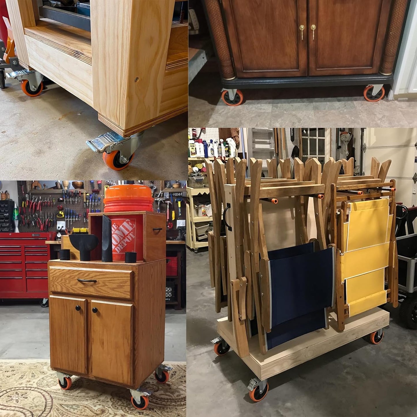 W B D WEIBIDA 5 inch Swivel Caster Wheels with Dual Locking, Heavy Duty Castors Set of 4, Silent Rolling, Top Plate Casters for Cart, Workbench, Furniture (Hardware Kits)